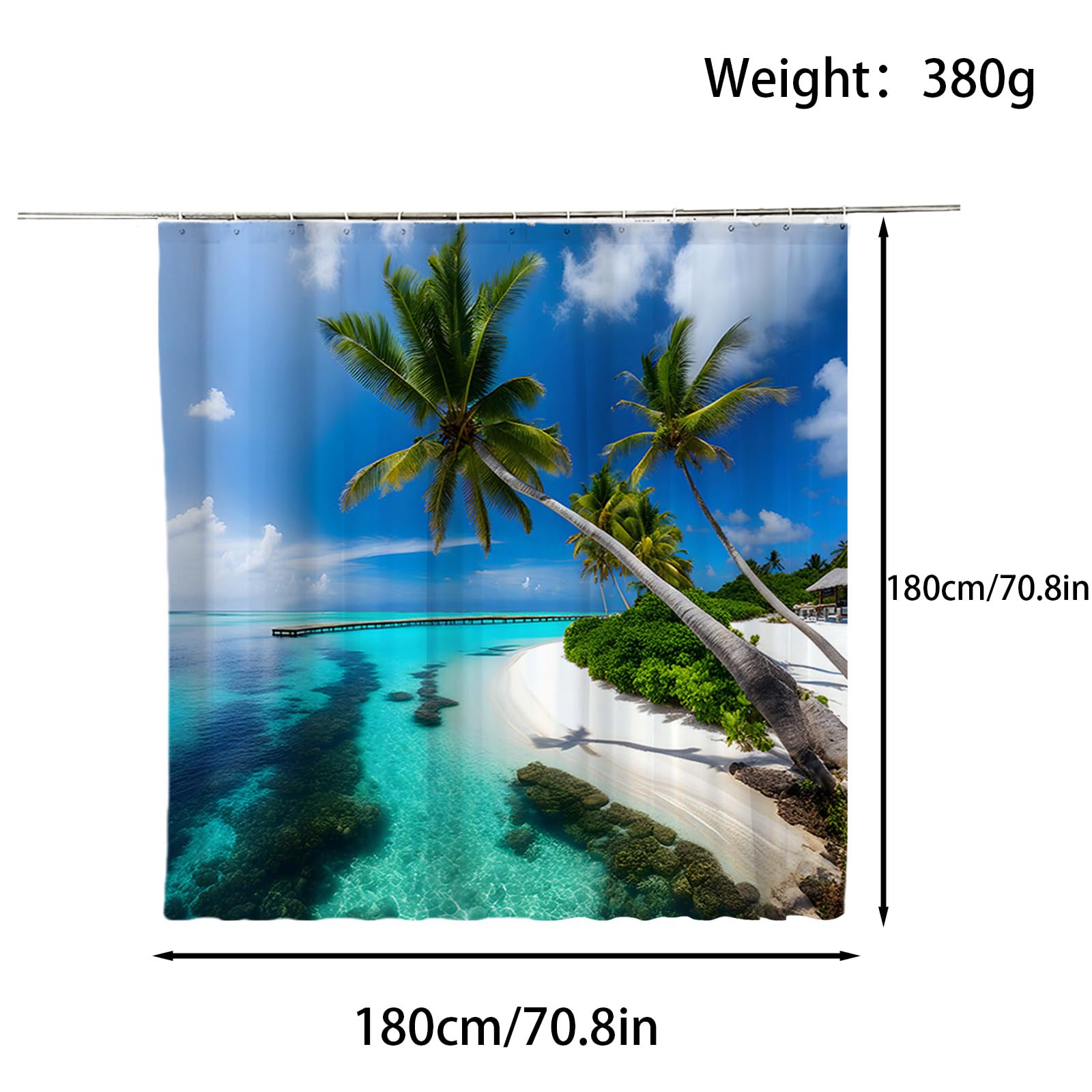 FAIRYGATE Beach Shower Curtain Outdoor Sunny Seaside Garden Beautiful Scenery Garden Decoration Bathroom Essential Polyester Waterproof Quick-Drying Curtains Decoration B8820 - Image 2