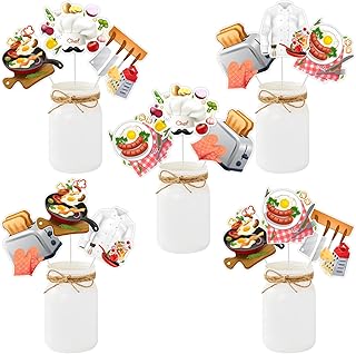 Sursurprise Chef Party Decorations, 24Pcs Cook Centerpiece Sticks Cooking Table Toppers Decor, Cooker Kitchenware Kitchen Party Supplies for Birthday Baby Shower Graduation