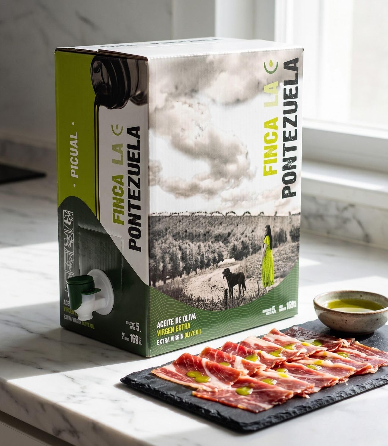 Finca La Pontezuela AOVE 5 Litros Picual - Aceite de Oliva Virgen Extra Garrafa 5L (Formato Bag in Box) - Cosecha Temprana, Intenso y Alto en Polifenoles - Origen España
