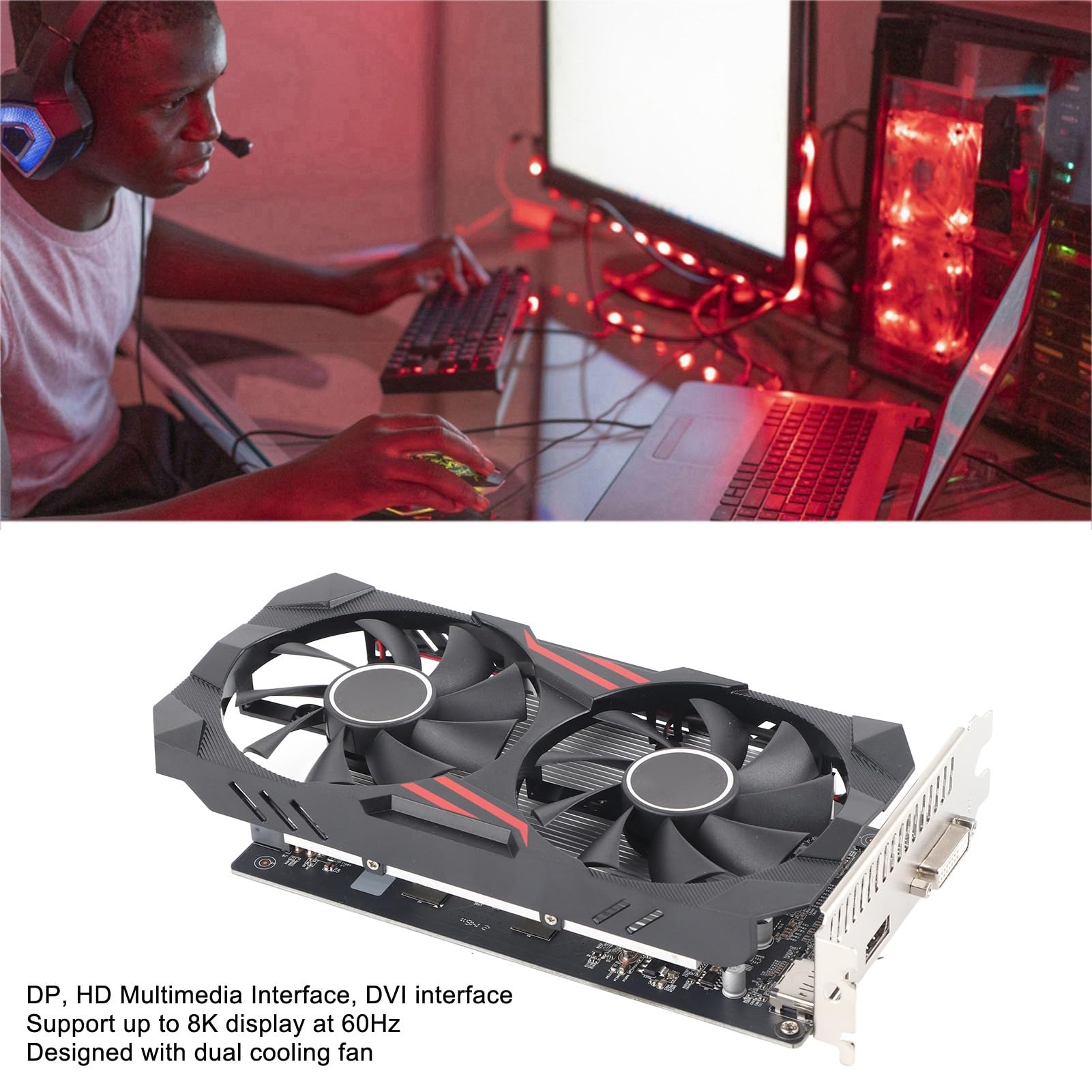 Scheda grafica da gioco Scheda video desktop da 4 GB GDDR5 128 bit PCI Express 3.0 con doppia ventola di raffreddamento con 768 Core 3 porte di uscita per giochi per computer e