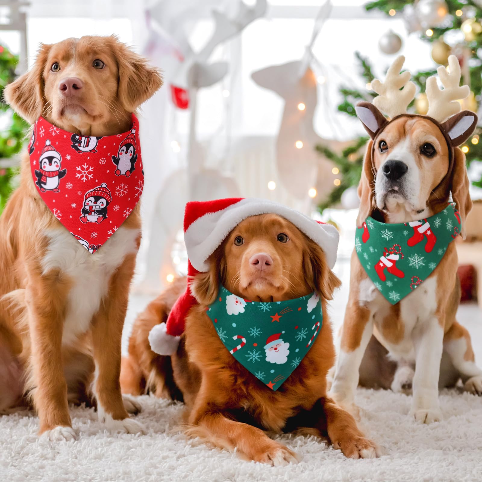 Preboun Weihnachts-Hundehalstücher für Hunde, 50 Stück, Grün und Rot, Hundehalstuch-Set, Urlaubs-Hundehalstücher für Weihnachten, Welpen, kleine und große Hunde, Kostümzubehör (klein)