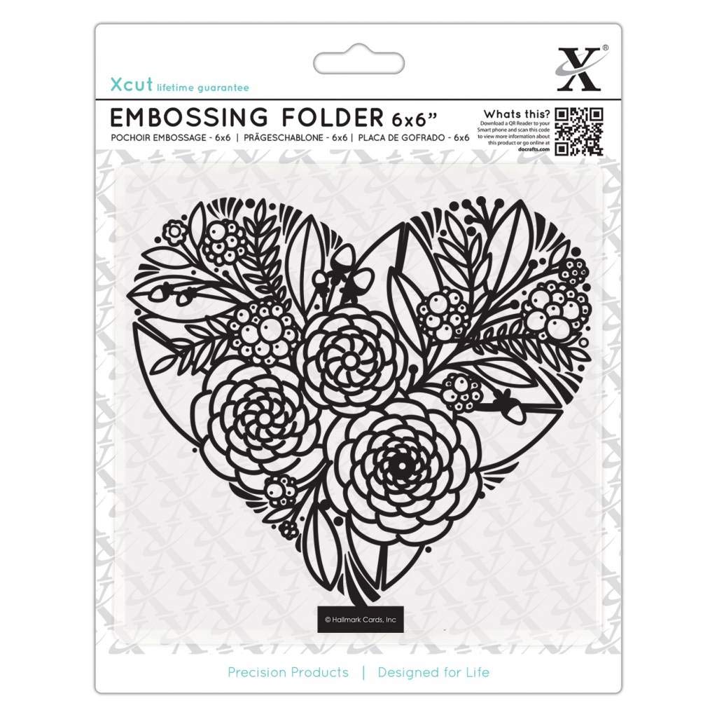 Docrafts Xcut embossing folder 6x6"" Floral Heart Use sizzix Xcut eBosser