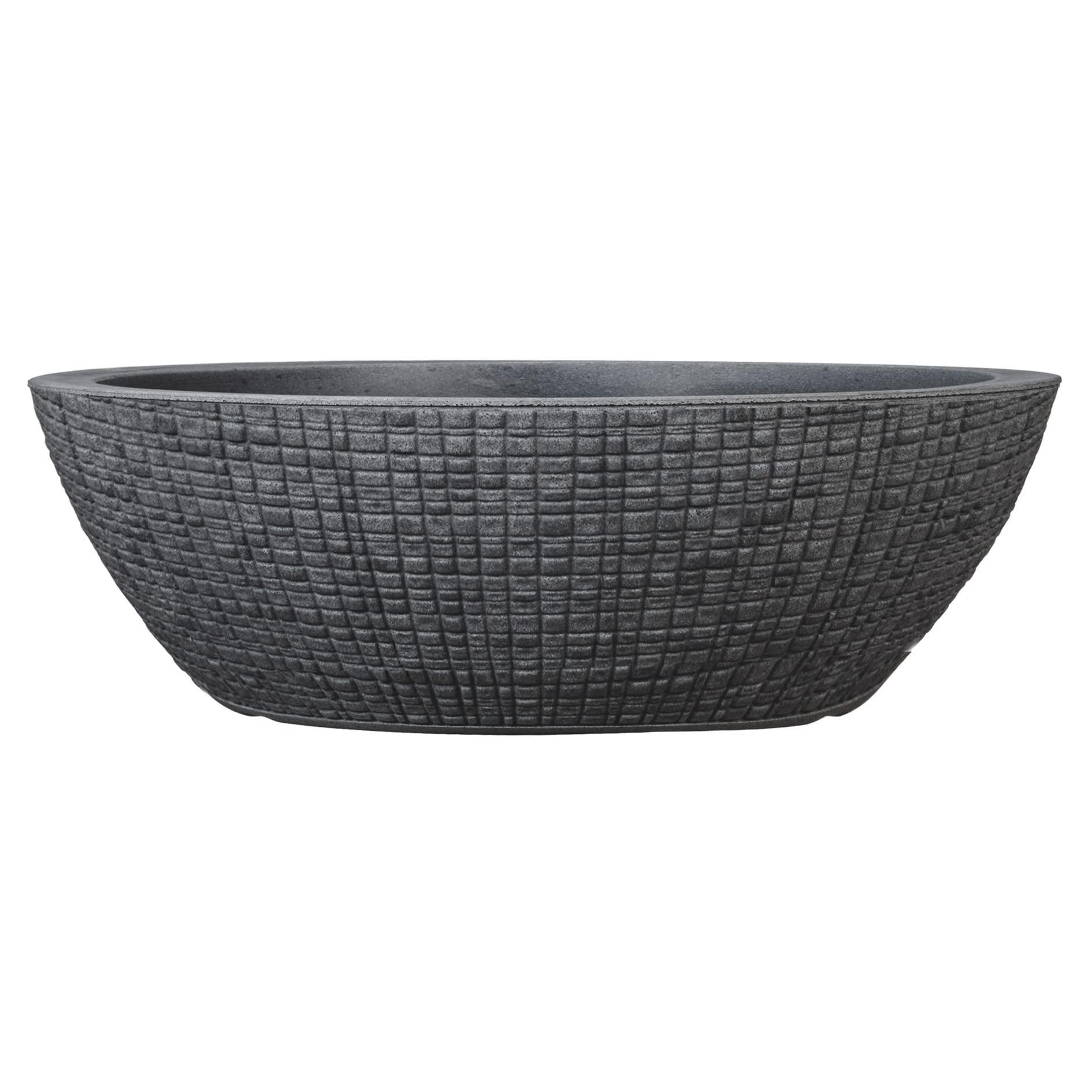 Scheurich Barceo Jardiniere 60 Stony Black Oval Plant Pot Made with Recycled Plastic Outdoor Use