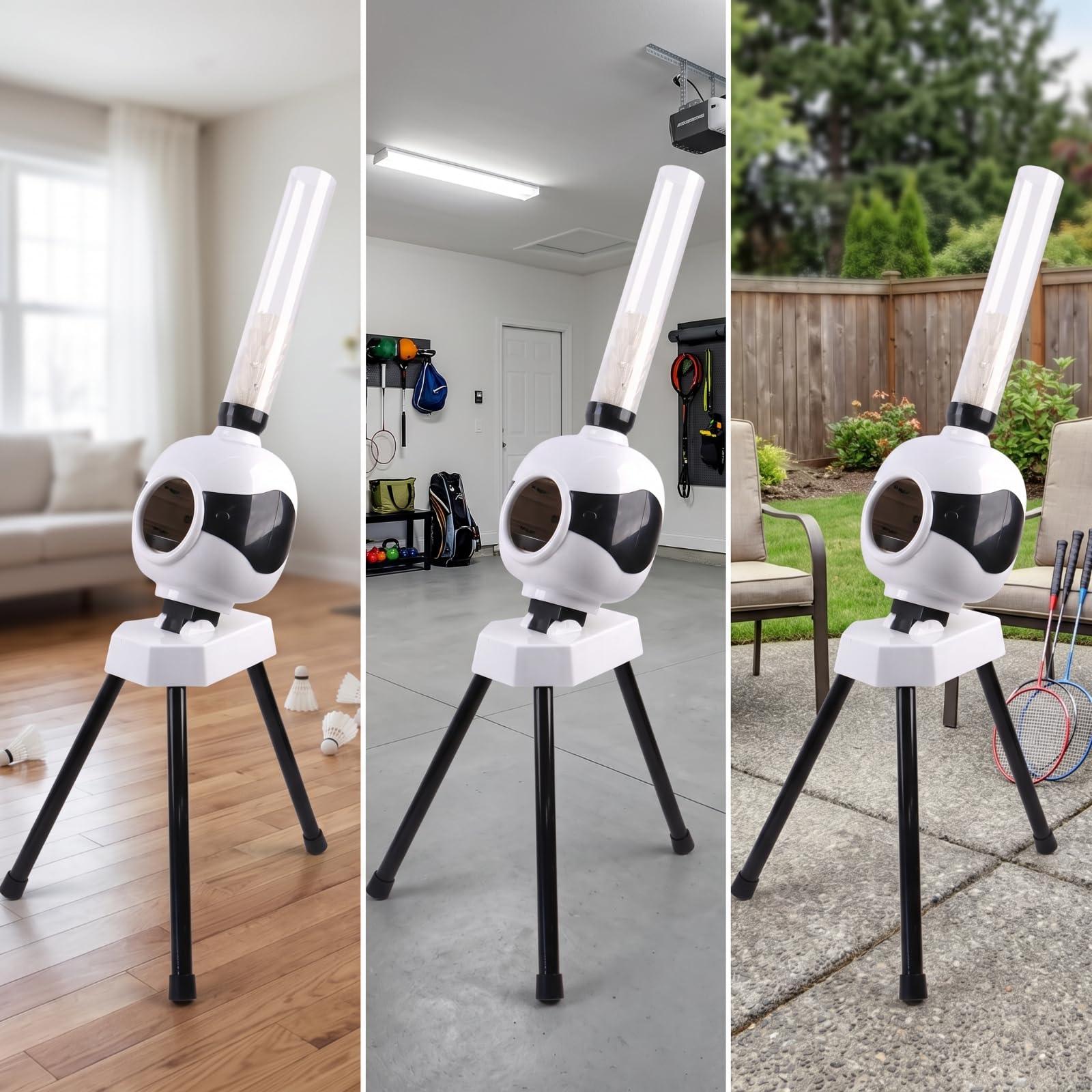 Dispositivo Allenamento Badminton, Modello con Telecomando, Regolazione della Distanza E Frequenza di Lancio, Funzione Pallina Casuale E Pallina Corta/Lunga | Portatile, Macchina Automatica per Servire Badminton, Regolabile, Attrezzatura Sportiva, Casa, P