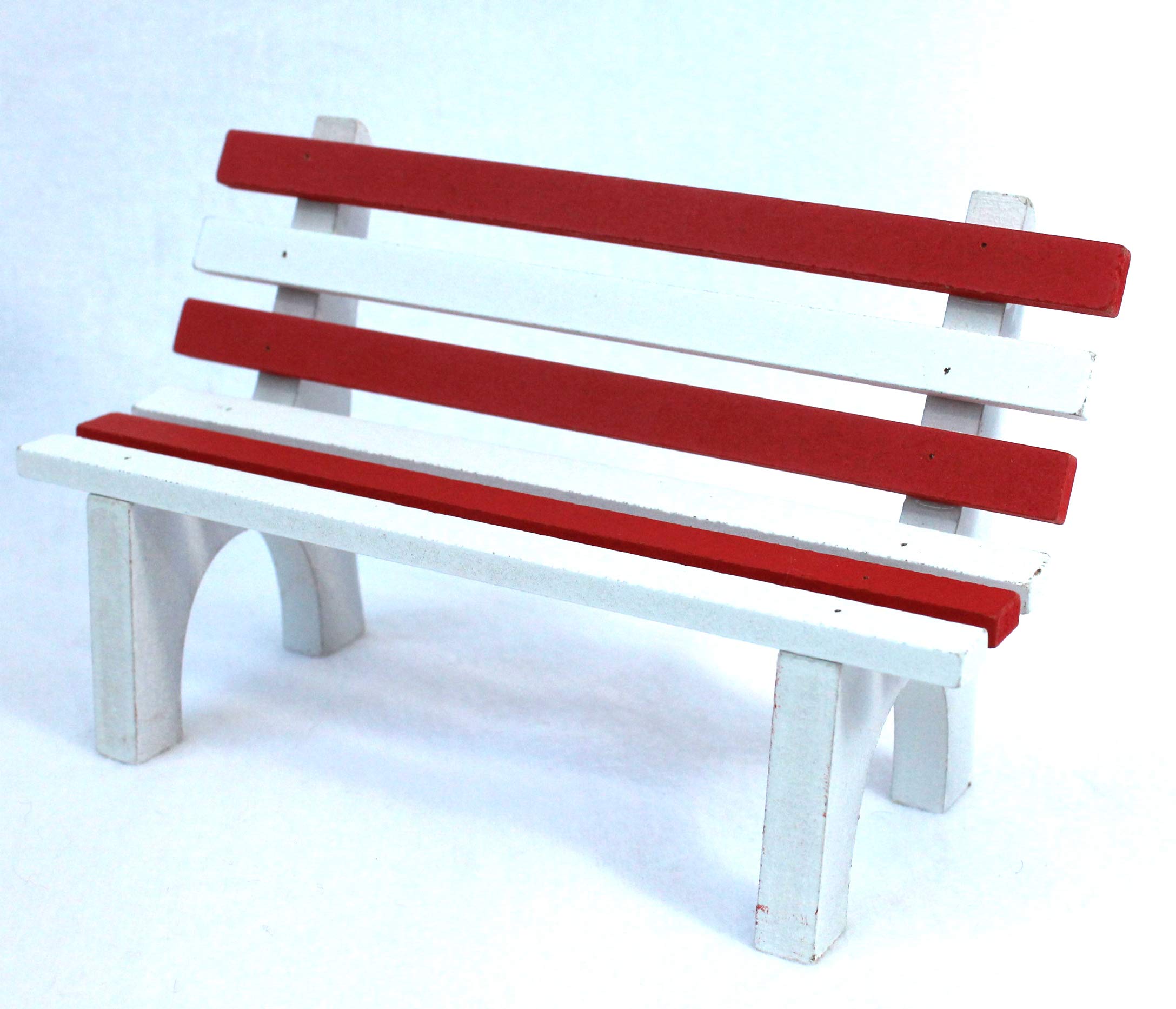 Kleine Holzbank 16 x 10 cm Rot-Weiss Sitzbank für Kantensitzer