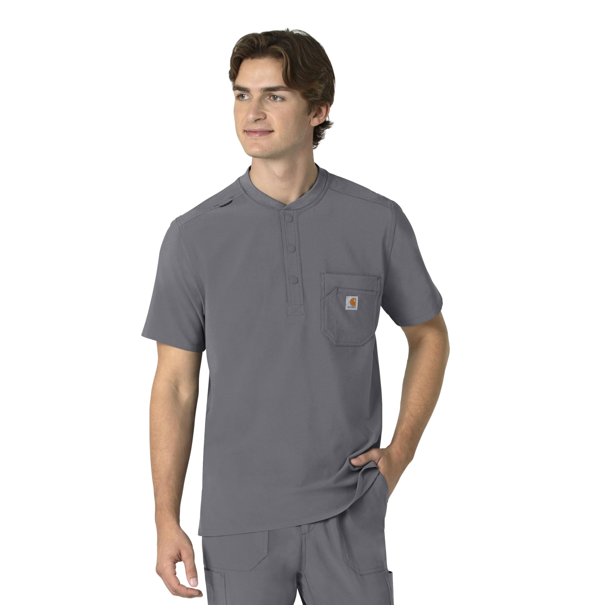Carhartt Scrubs for Men Force Cross-Flex Henley Tops with 3 Pockets