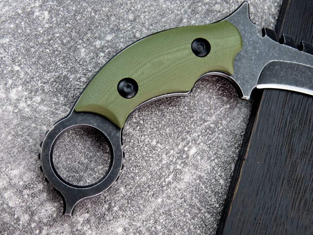C1696 Fixed Blade Knife, D2 Steel G10 Handle 4.3 Inches, Outdoor Survival Camping EDC Tools with Kydex Sheaths (Army green)