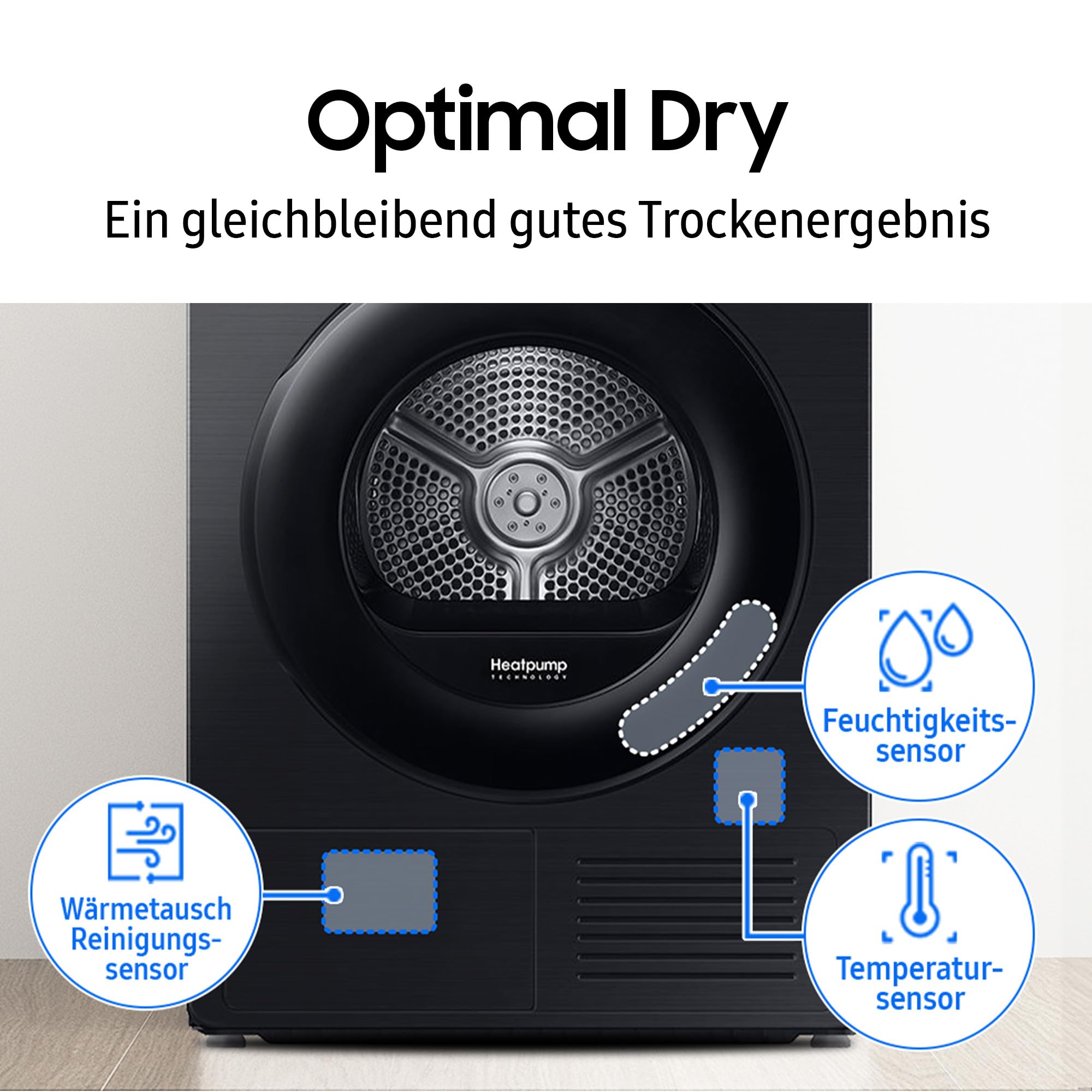 Samsung Wärmepumpentrockner DV90DG52A0ABEG 9 kg EEK C AI WiFi SmartThings LED-Display Hygiene-Programm Air Refresh Knitterschutz Schwarz