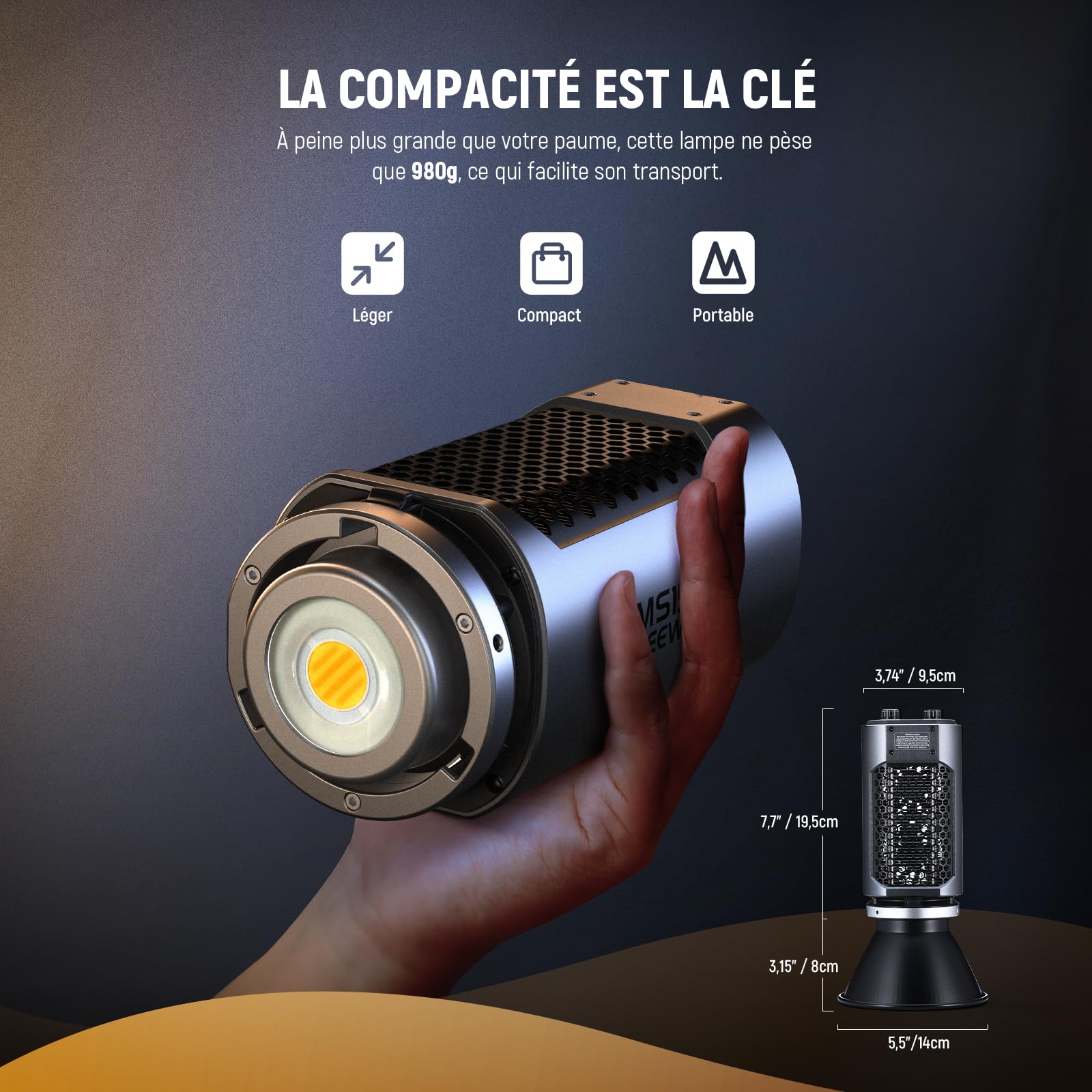NEEWER MS150B 130W COB Video Light avec 2.4G/Application Contrôle à Distance, Bicolore Éclairage Continue LED, Monture Bowens Lumière Photo Studio