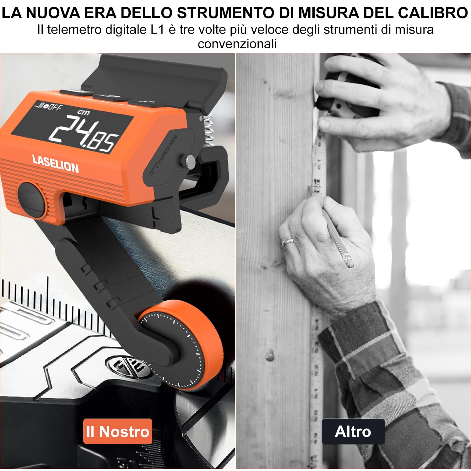 LASELION L1 Calibratore Digitale per Seghetto - Regolazione Spessore e Angolo Lama, Modalità Taglio Sinistra/Destra, Connettibile a Barriera per Seghetto, Unità m/ft