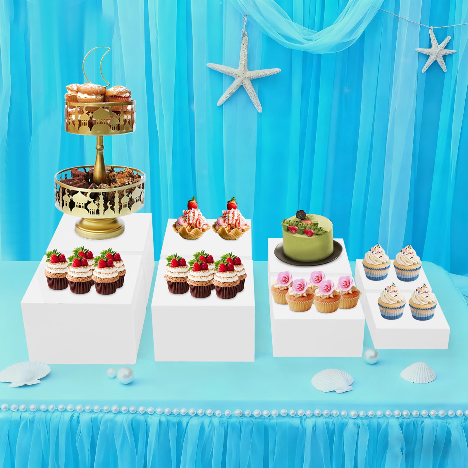 Juego de 8 soportes para tartas de acrílico para buffet de boda