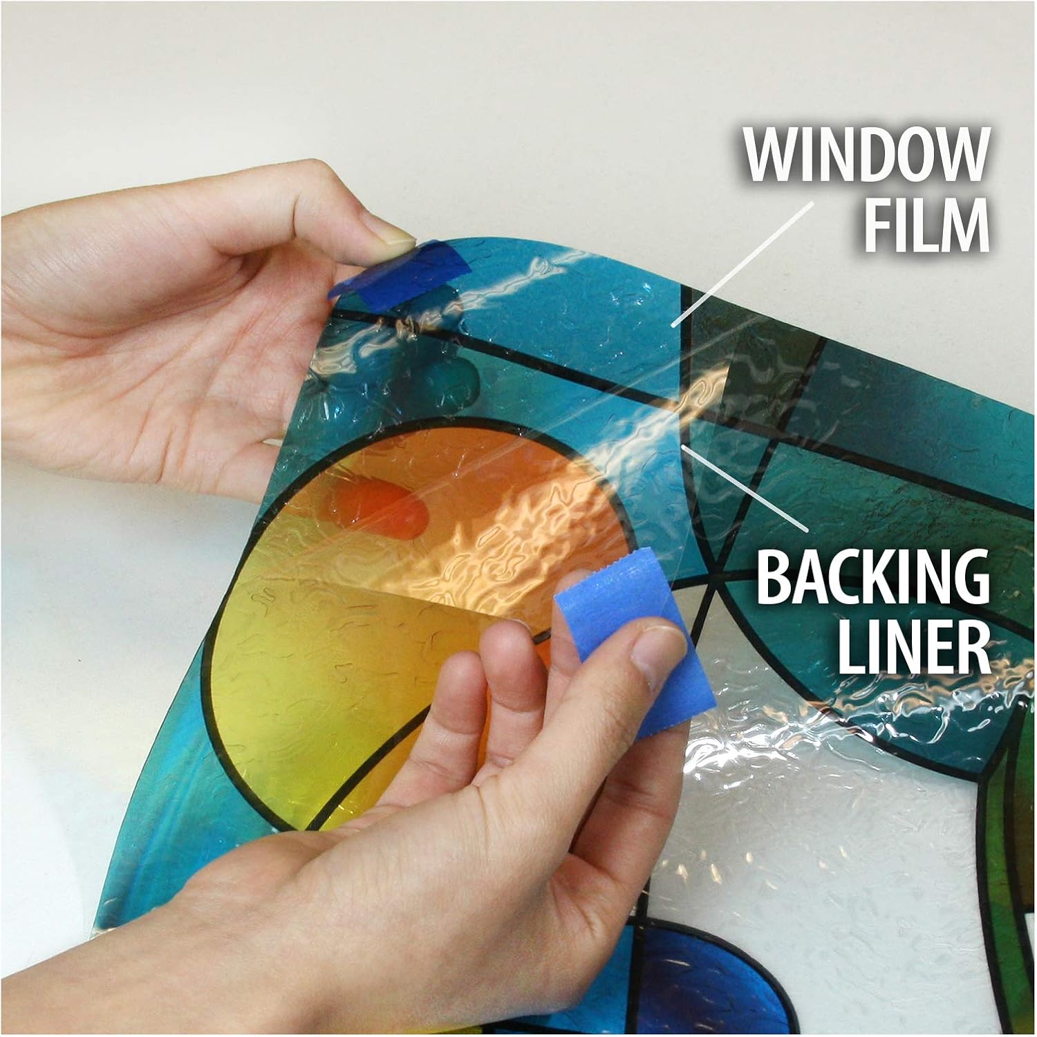 BDF 3FSH Window Film Fish Stained Glass - 36in X 84.75in (3 Continuous Patterns)