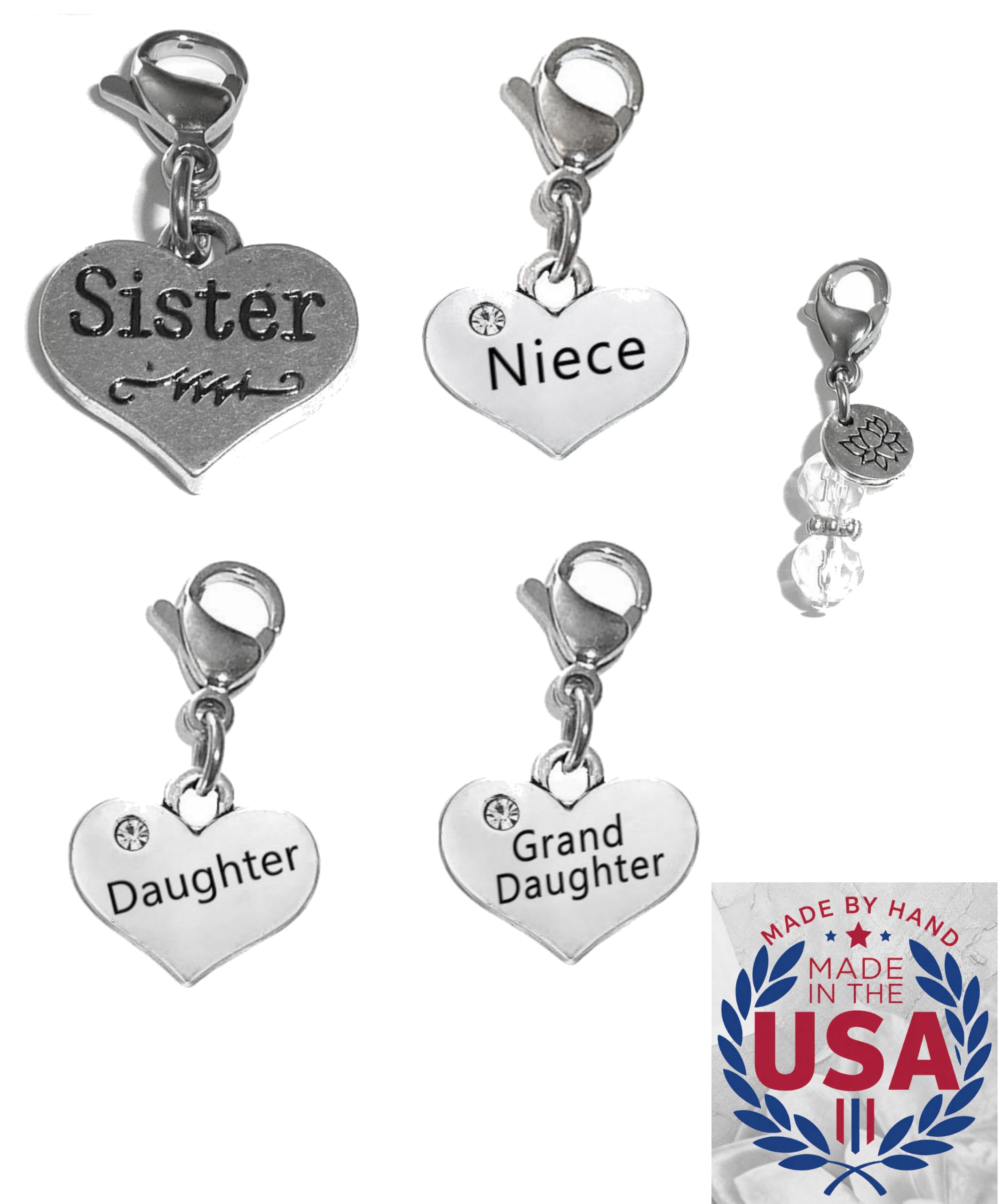 Hidden Hollow Beads 4 Clip On Charms for Purse, Handbag, Keychain, Zipper Pull, Backpack, Jewelry Accessory, USA