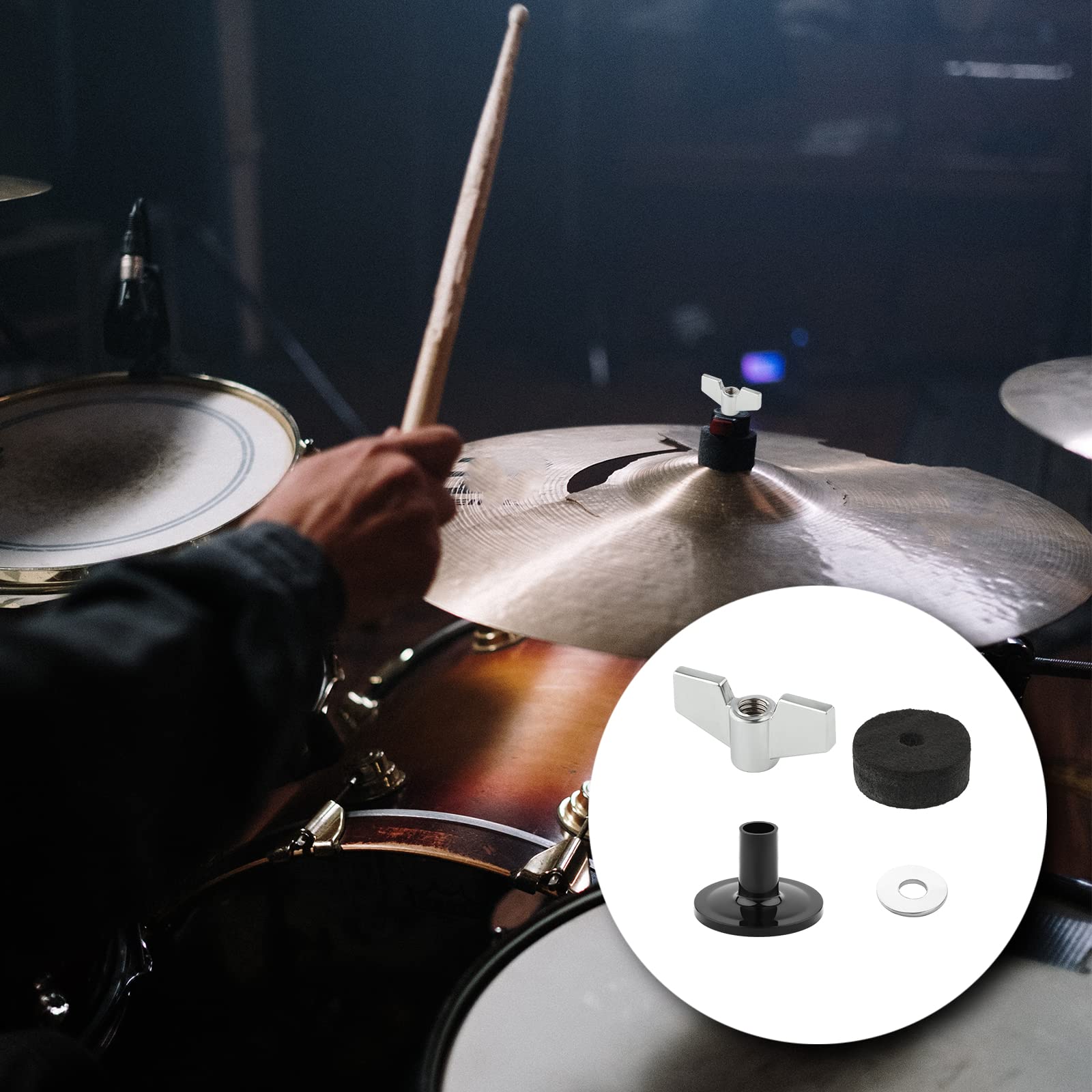 12 piezas Accesorios Platillos Bateria, Manguito de Platillos y Fieltro con Tuercas de Mariposa en la Base Fieltro Platillos Fieltro de Embrague Hi-Hat Arandelas Platillos
