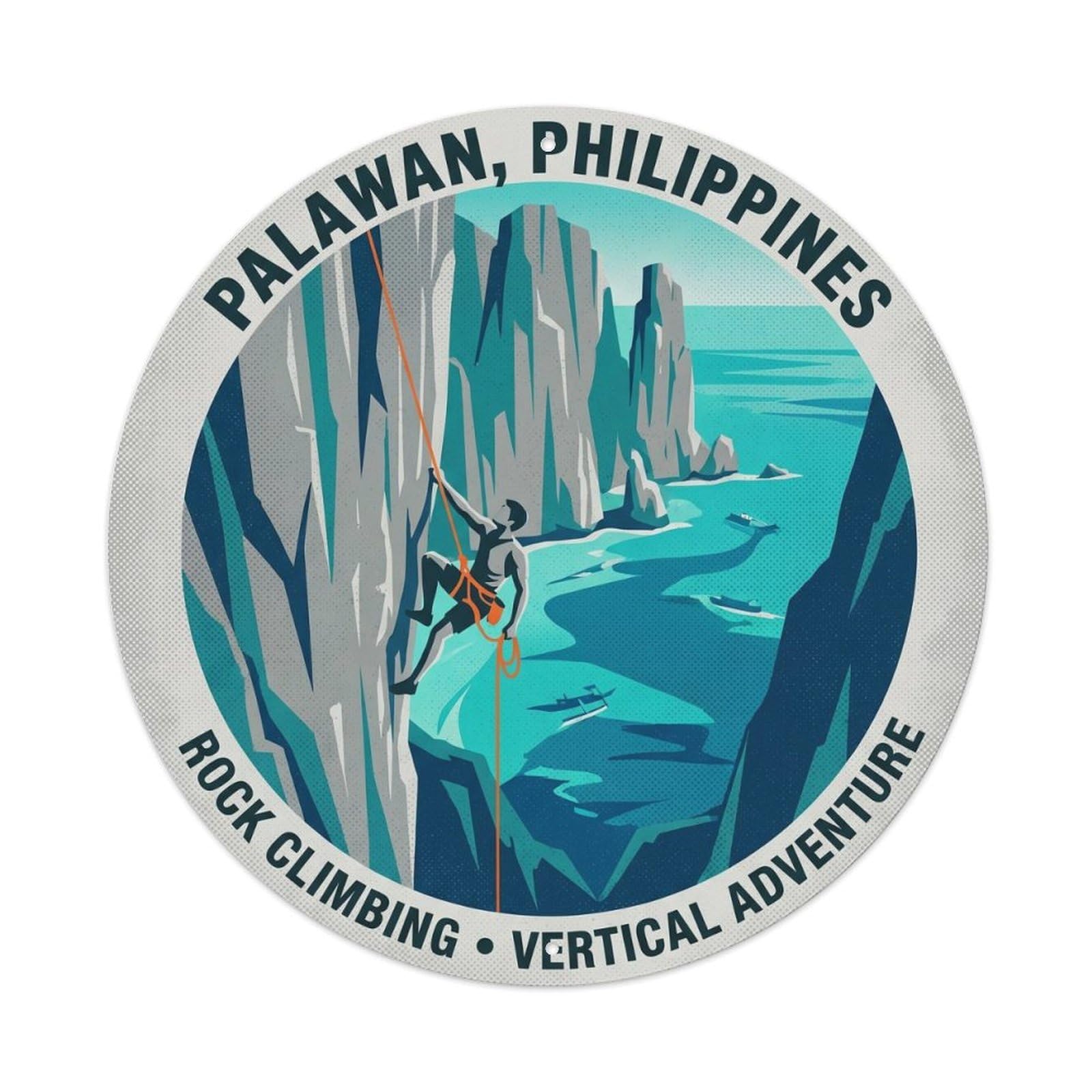 Este 8X8inch Style Palawan El Nido Rock Climbing Island Ocean Activity Metal Tin Sign