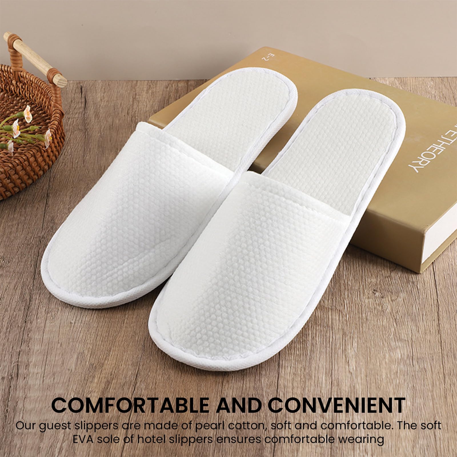 Set di 20 paia di pantofole in spugna bianca Per hotel, spa e ospiti Taglia universale 28x11 cm