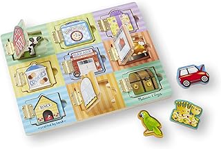 Melissa & Doug Hide and Seek Wooden Activity Board With Magnets Puzzles For Toddlers And Kids Ages 3+