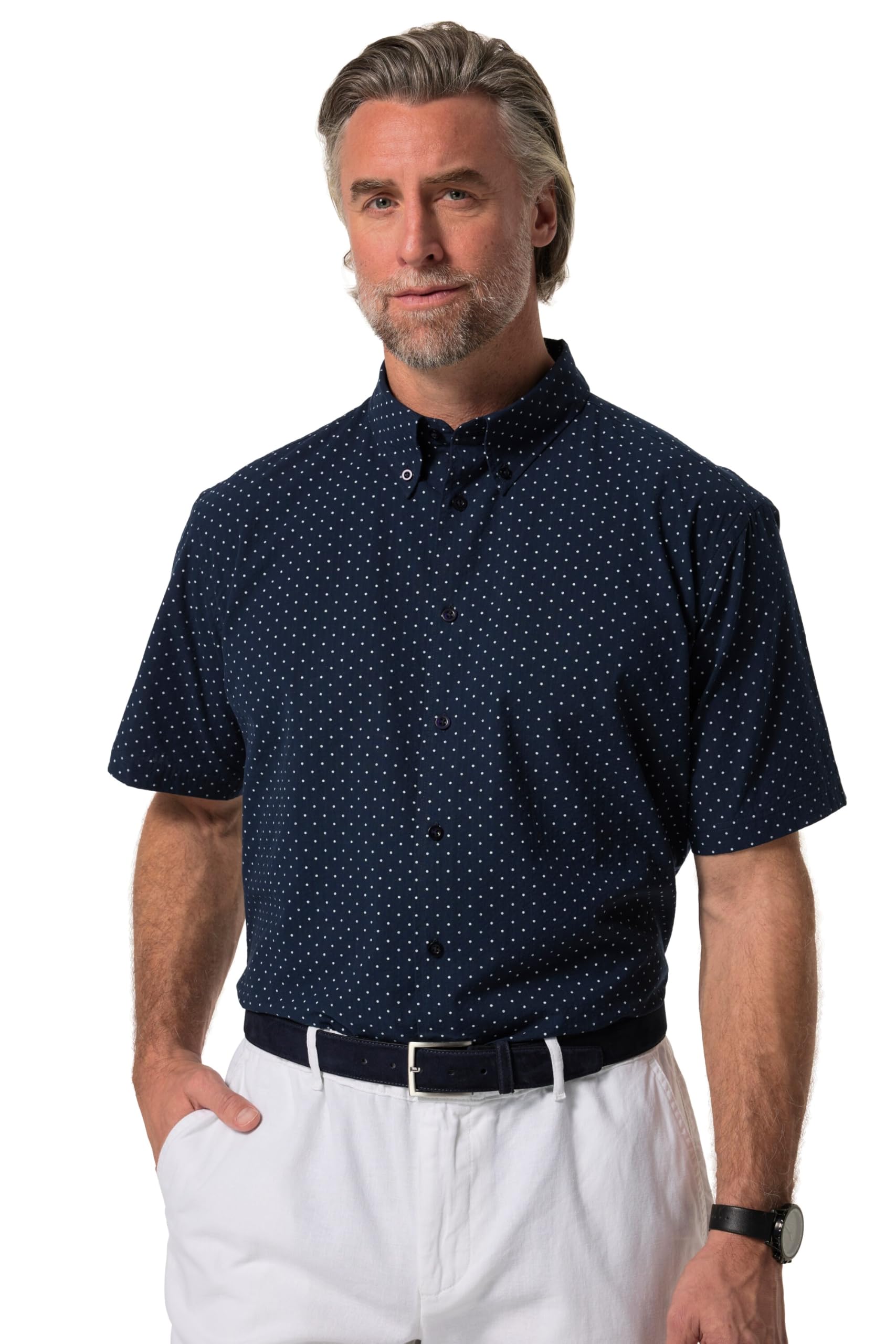 Boston Park Herren große Größen Übergrößen Menswear L-8XL Hemd, Halbarm, Seersucker, Buttondown-Kragen, Comfort Fit 837857