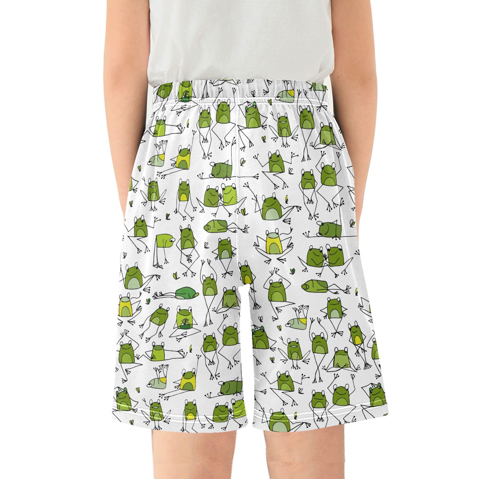 ALAZA Cute Frogs Youth Athletic Shorts for Boys and Girls Size 11-12 Years Multicolor