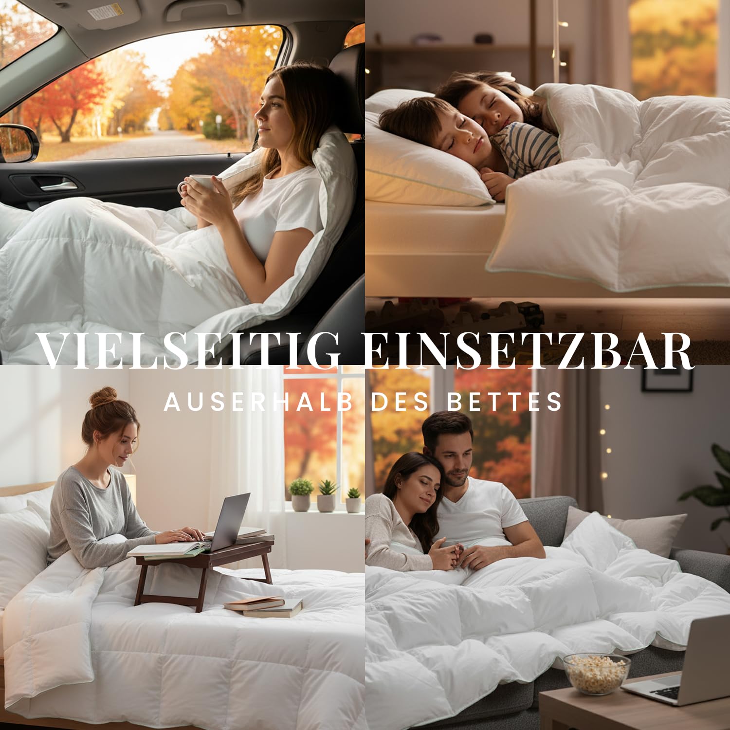FOSSFLAKES Vierjahreszeiten-Bettdecke 200x220 cm, vegan & Oeko-TEX | Weiche Vierjahreszeiten-Bettdecke mit flauschiger Doppel-Füllung; vegan, tierleidfrei, OEKO-TEX 100 zertifiziert (200x220 cm)