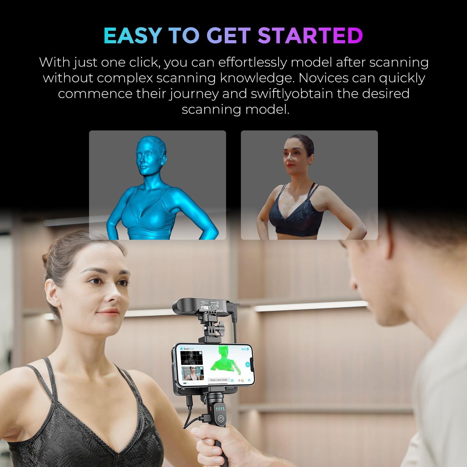 Creality CR-Scan Ferret Pro 3D Scanner, tragbarer 3D Scanner für 3D Drucker, 3D Druck modellierung, 0,1 mm Genauigkeit, 24 Bit Vollfarbscan, Anti-Shake, Wifi 6, für Android IOS Phone PC Mac Win