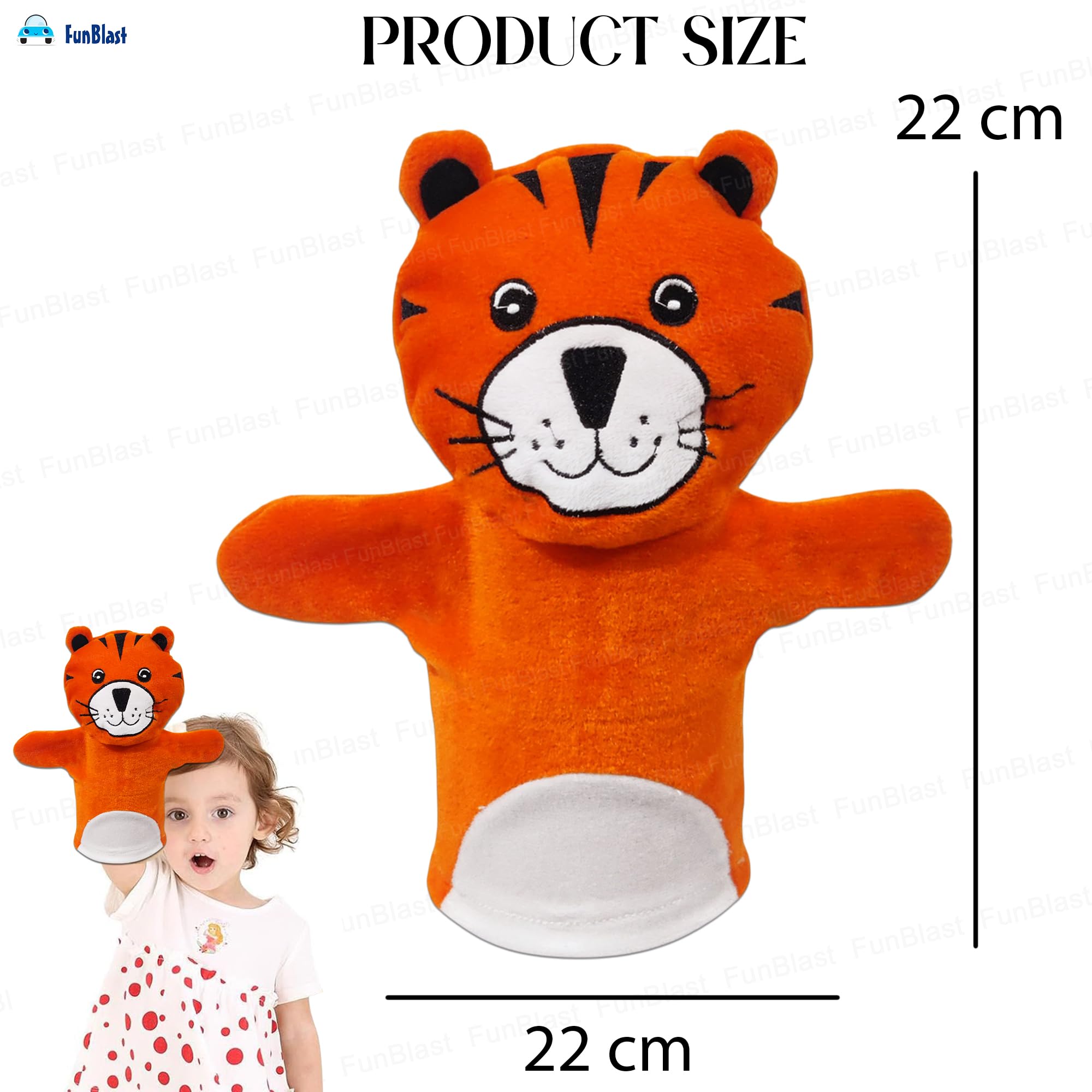 FunBlast Hand Puppets for Kids - Soft Puppets, Story Telling Puppet Toy, Plush Animals Puppet, Fun Play Learning Toys - Multicolor (Tiger) 1