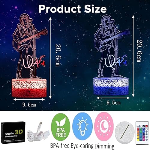 Miniatura 2 de Taile Swei Fute - Luz nocturna, lámpara trasera 3D ilusión LED, luces USB acrílicas para decoración de habitación, decoración de fiesta, lámpara de