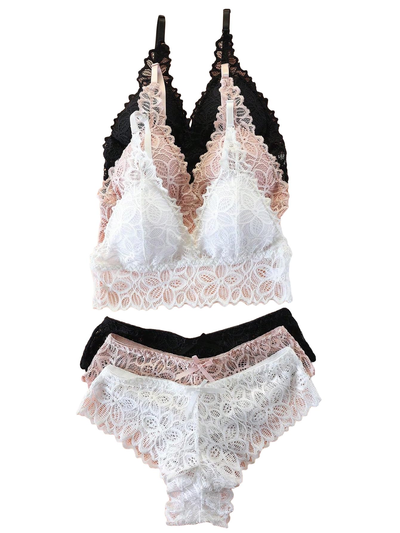 GORGLITTER Lace Matching Bra and Panty Sets B0CRRBNBHD