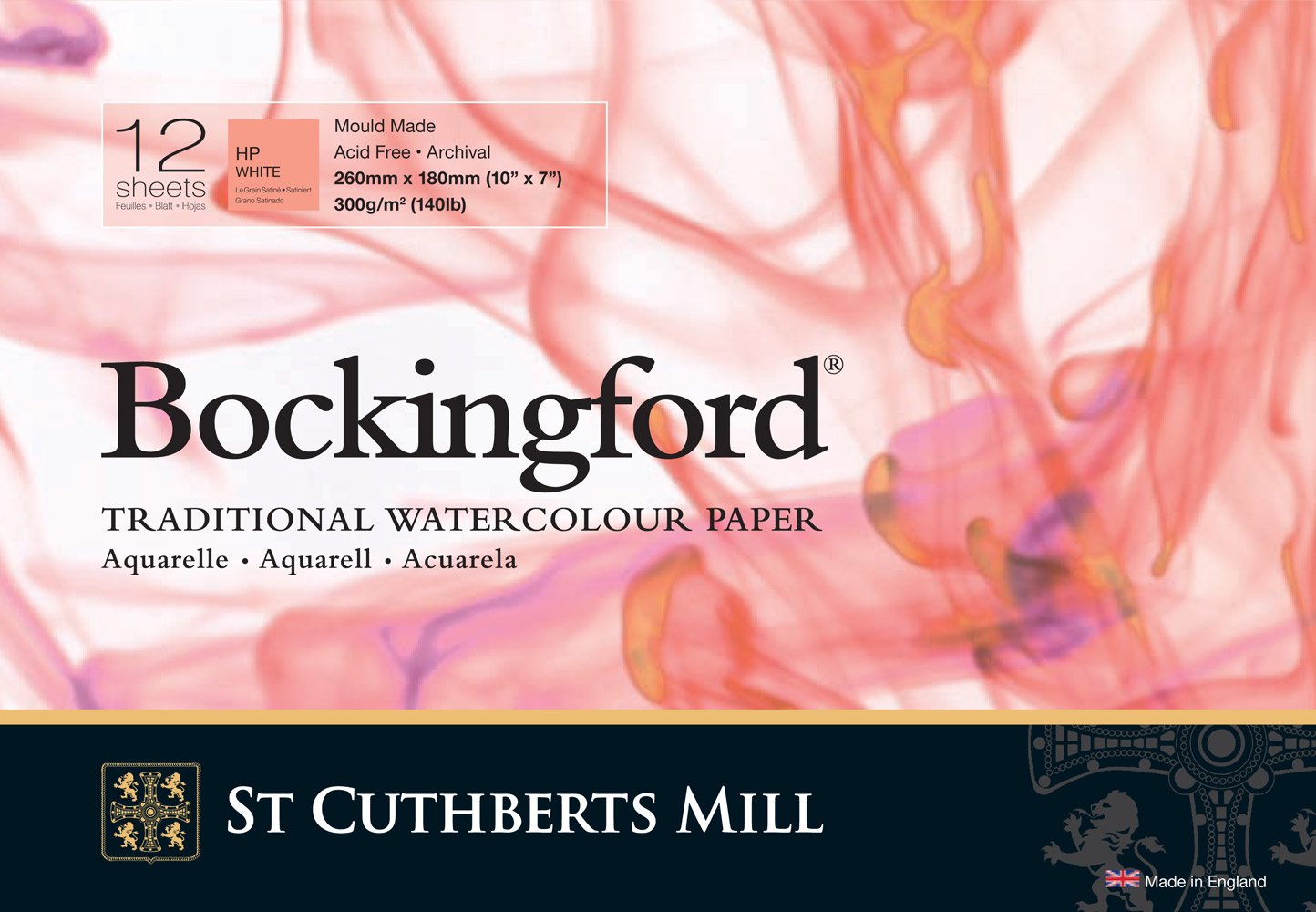 Bockingford 300gsm Glued Pad 10" x 7" (260 x 180mm) Hot Pressed