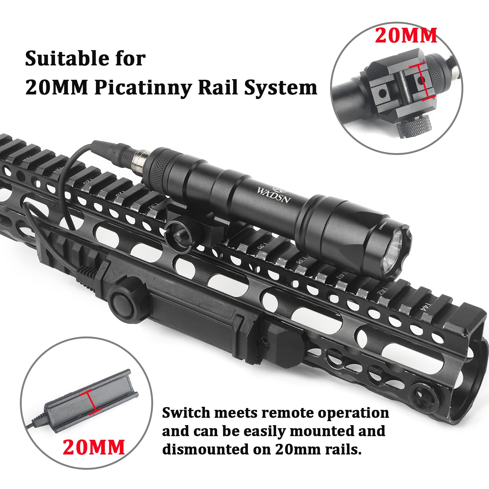 M600C Lanterna a pistola a gas tattico con interruttore a doppia funzione, lanterna da ricognizione a 600 lumen per il sistema ferroviario Picatinini da 20 mm