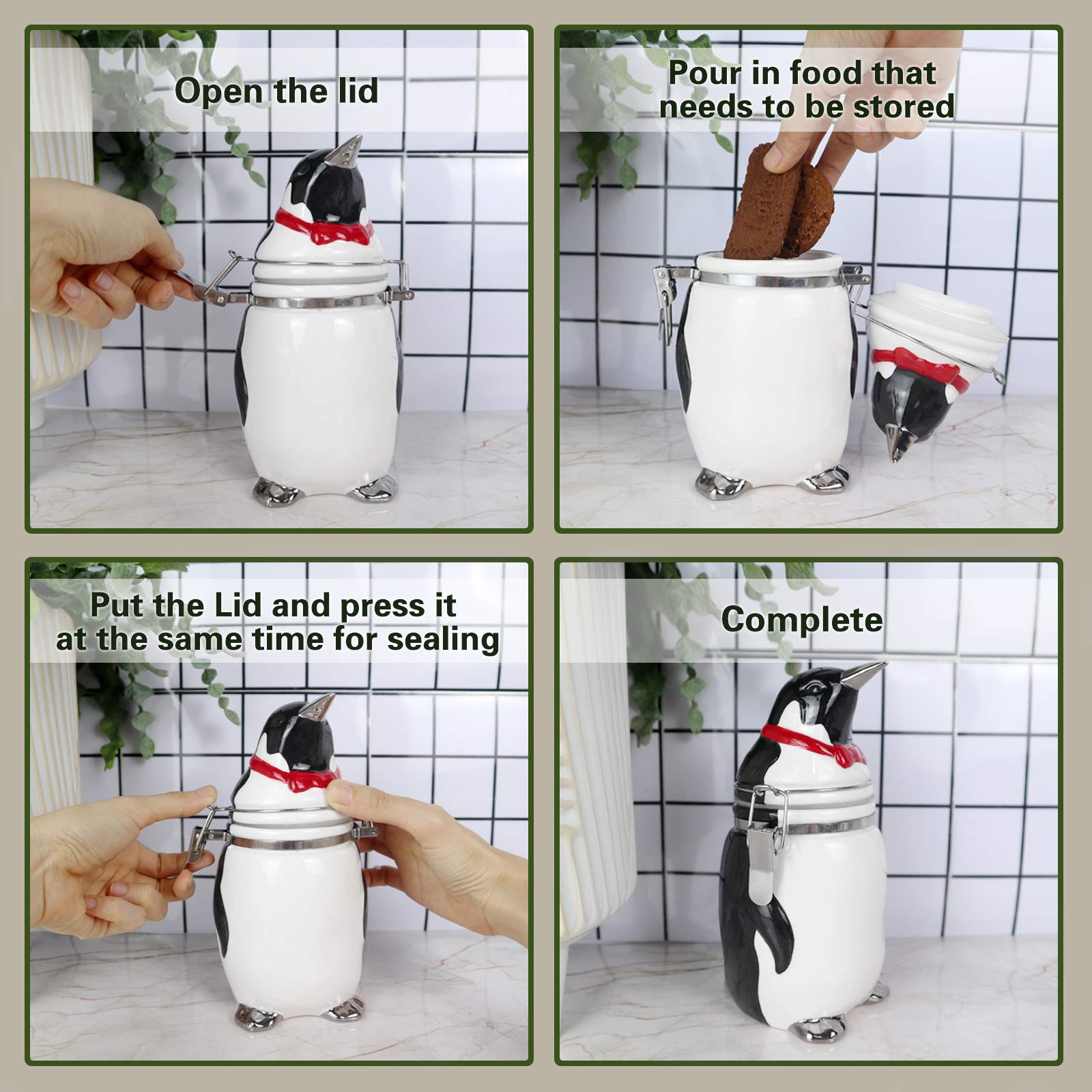 Weihnachts-Keksdose Pinguin-Form - Süßigkeiten Aufbewahrung Weiß