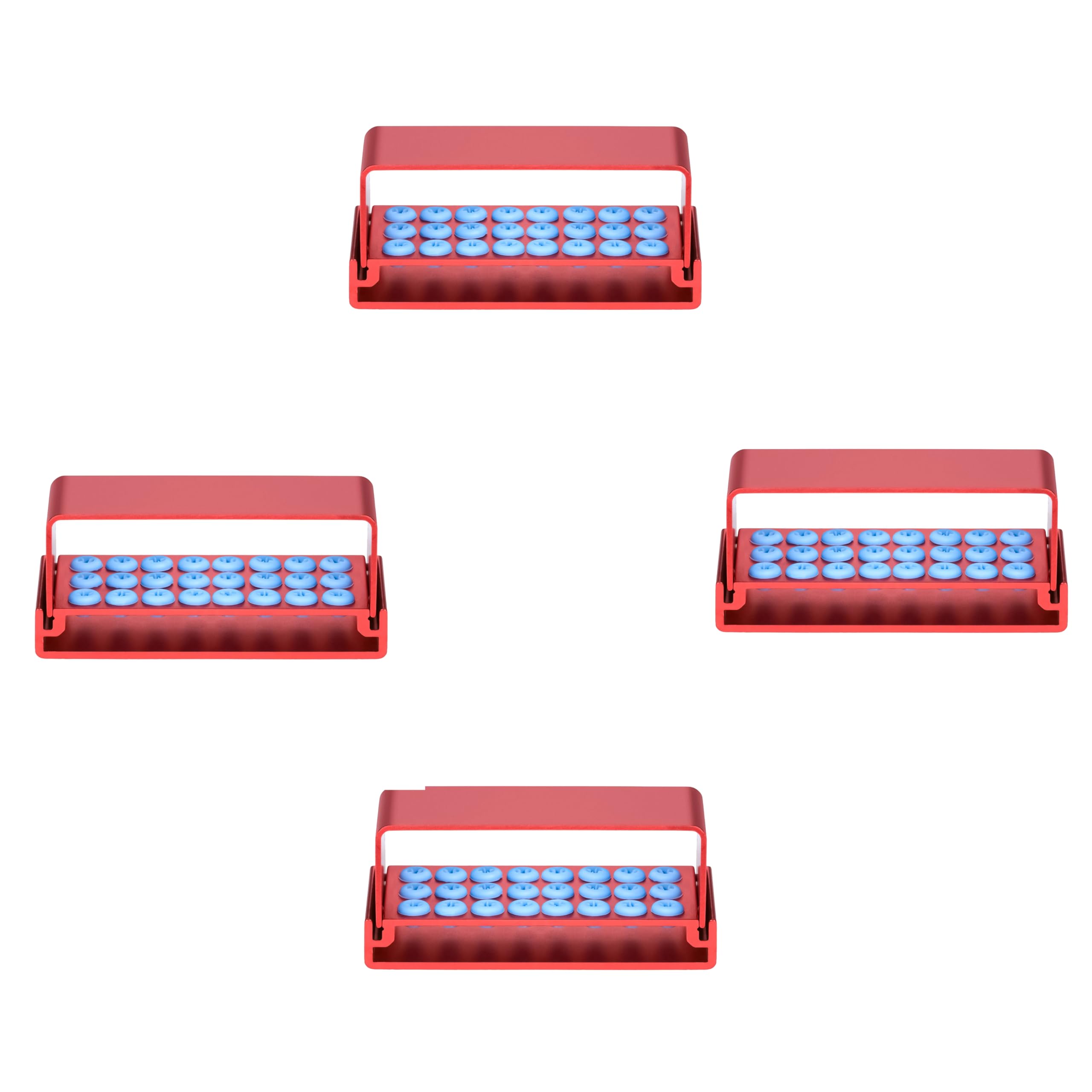 Boîte de désinfection pour fraises autoclave 24 trous aluminium rouge