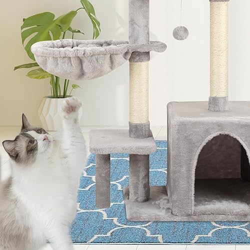 Miniatura 5 de MIAO PAW Torre de árbol de 15 gatos, condominio, poste de sisal, rascador, muebles, centro de actividades, casa de juegos, cama para gatos, color