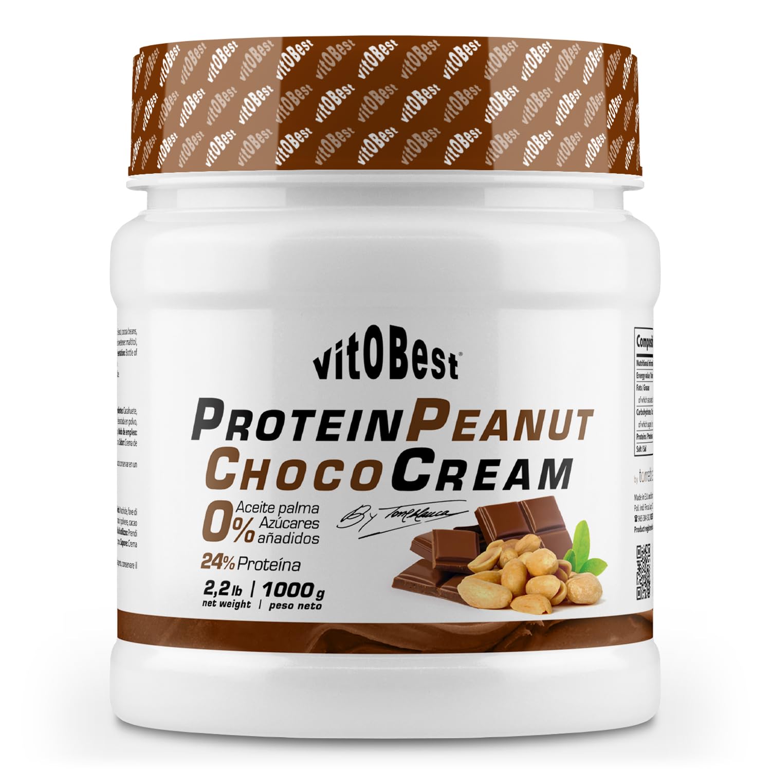 VITOBEST | Cremas Protein Peanut ChocoCream (by Torreblanca) | Crema de cacahuete 100% natural con chocolate y proteína WPC 80 | Sin azúcares añadidos, grasas hidrogenadas y aceite de palma | 1 kg