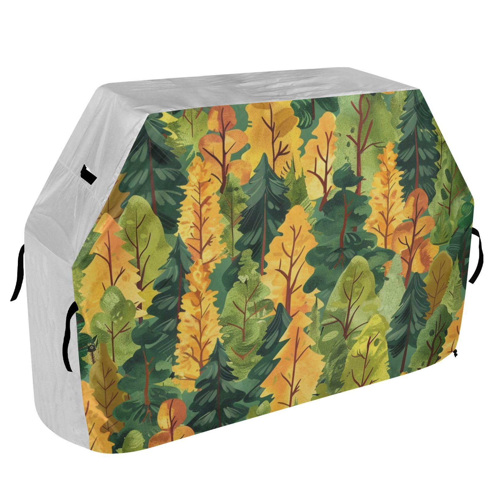 Forests zielony żółty safari pokrowiec na grilla na patio 150 cm, wodoodporny, wytrzymały, odporny na blaknięcie i promieniowanie UV, pokrowce na wędzarnie z regulowanym sznurkiem, ochrona przed