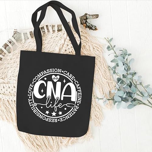Miniatura 4 de Bolsa de lona certificada para asistente de enfermería para mujeres, bolsa de trabajo CNA Life, bolsa de comestibles reutilizable, regalo para