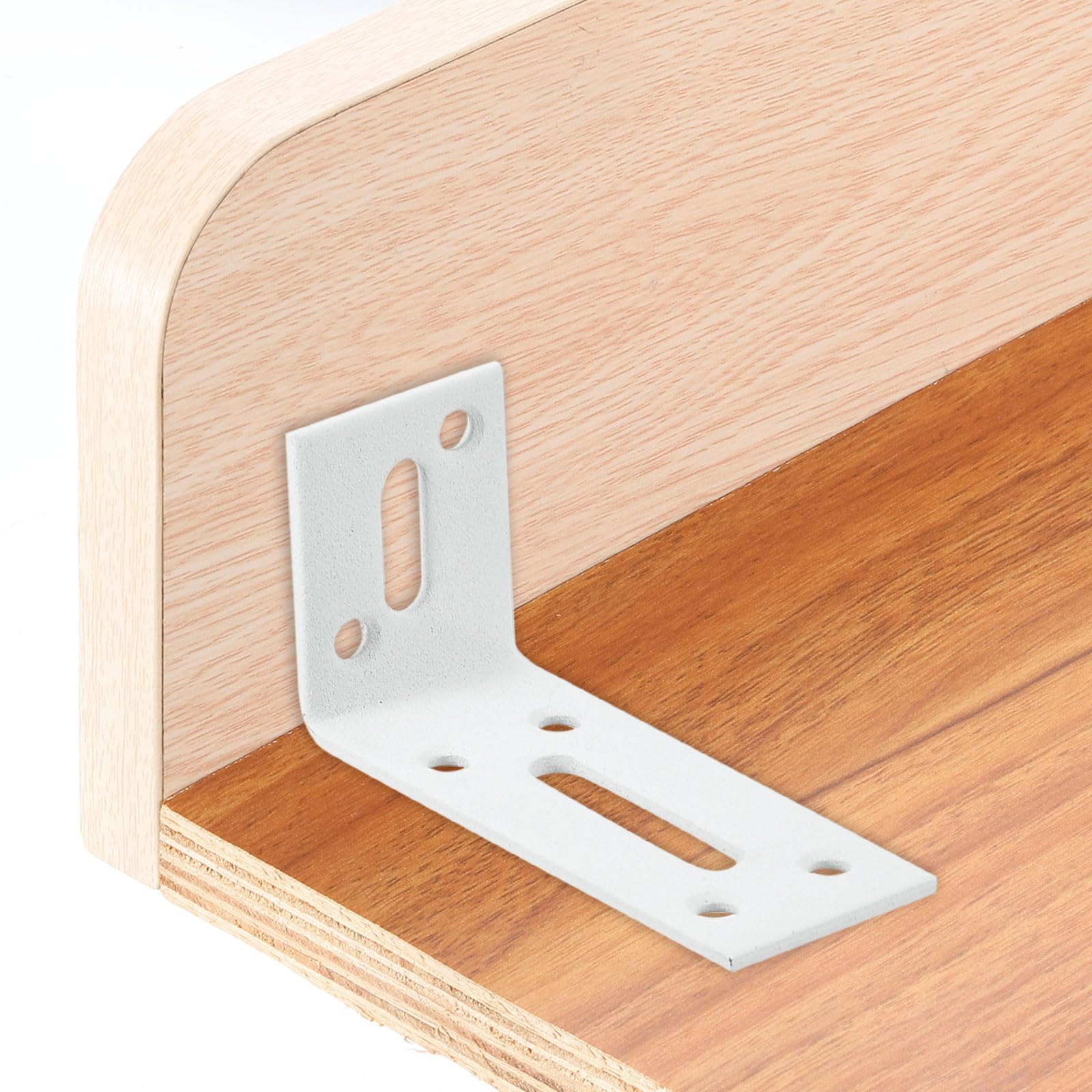 QUARKZMAN Verstelbare versterkingshoek, 4 stuks, 120 x 60 x 40 mm, van roestvrij staal, L-hoek 90 graden, versterkingsbeugel met gleuf voor meubelreparatie, wit