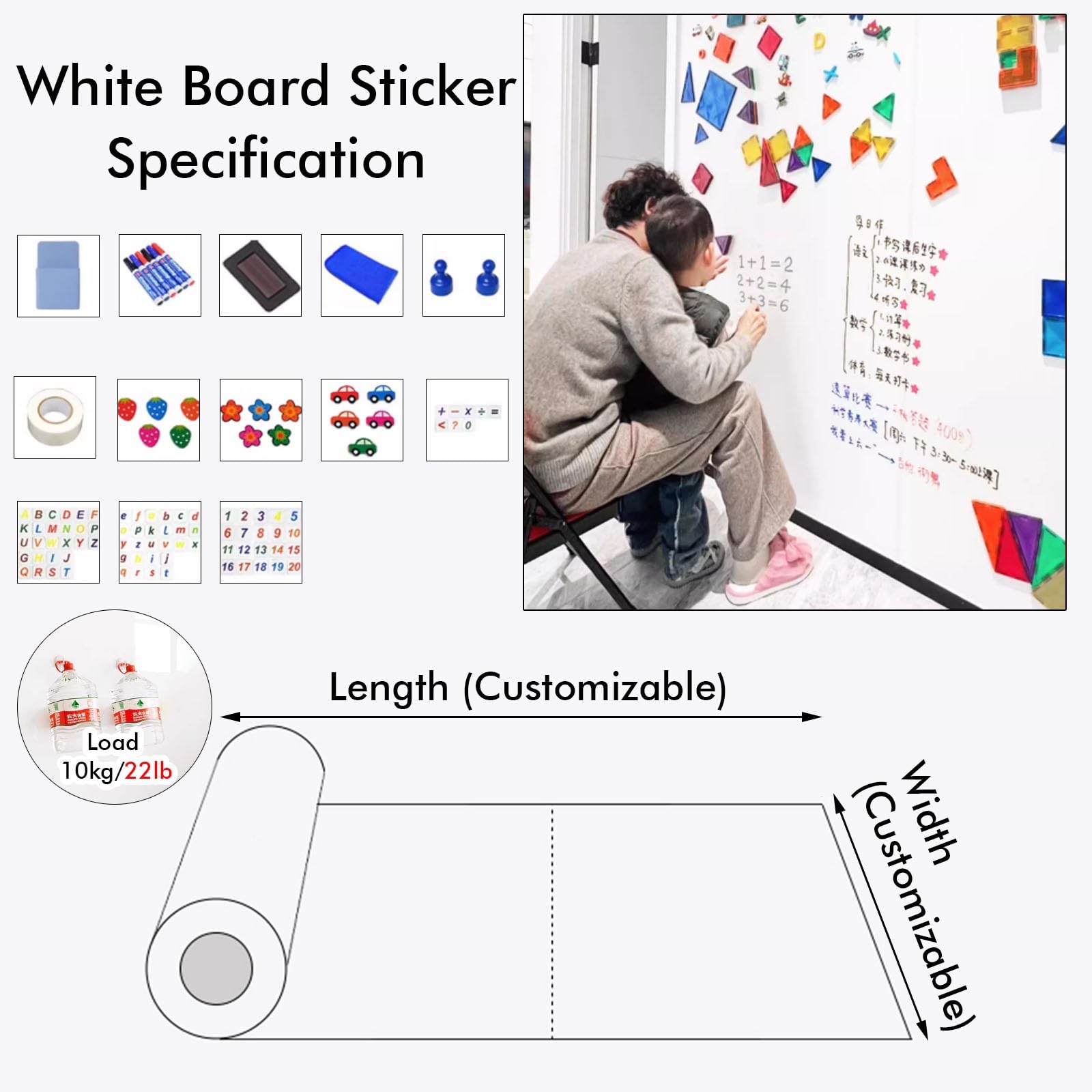 BooQool Grand Calendrier Mural Effaçable à Sec - Calendrier Non Daté De