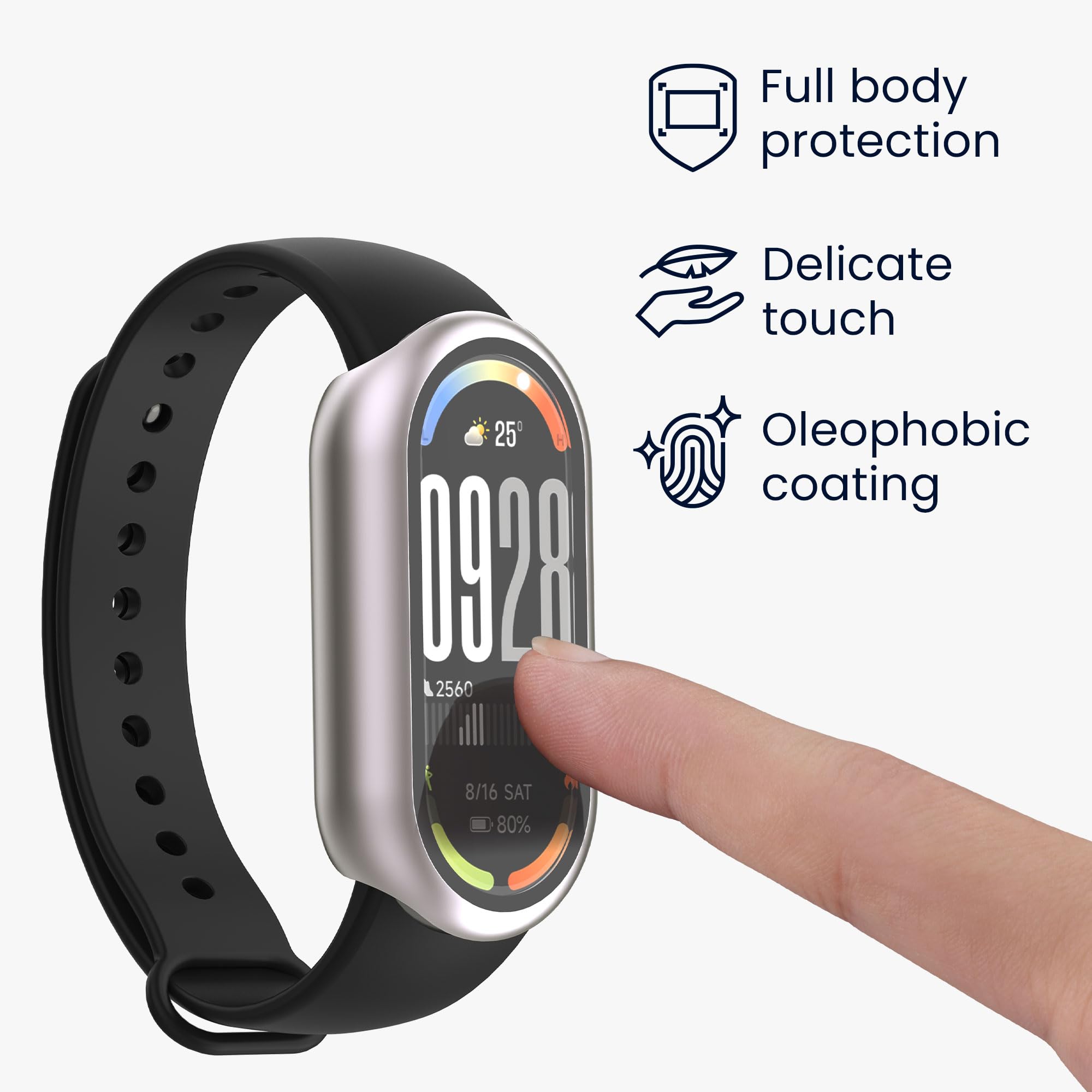 kwmobile 2 x etui kompatybilne z Xiaomi Mi Band 10 / Smart Band 10 - Fullbody Fitness Tracker Case zestaw ze szkła - srebrny, metaliczny różowy