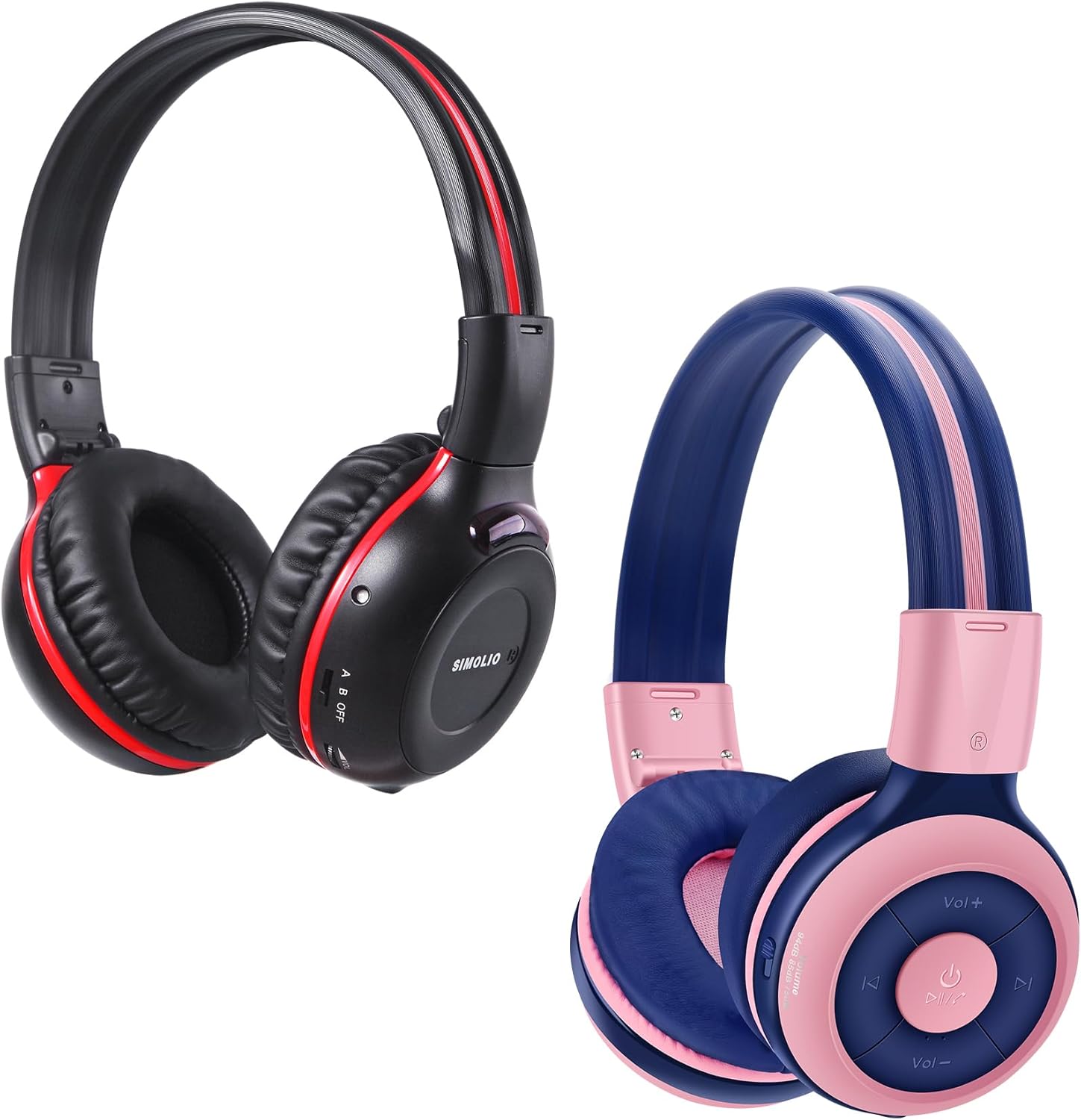 SIMOLIO Wireless IR Headphones for Car DVD and Bluetooth Headphones for Kids, Infrared Headset Compatible with Honda Odyssey & uConnect VES & Dodge Grand Caravan & Chevy Suburban 2006-2022