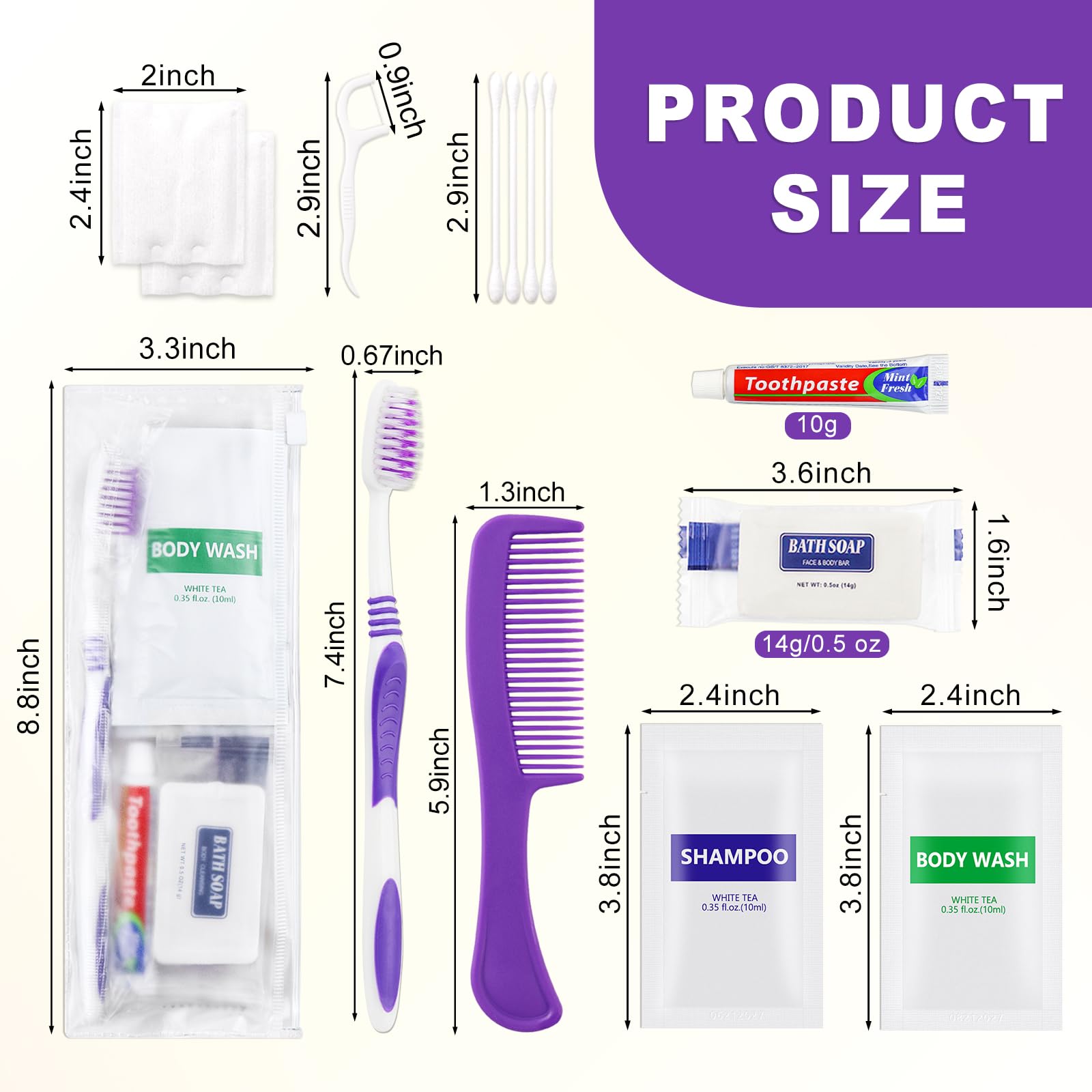 Confezione da 50 kit igienici, kit da toilette sfuso, confezionati singolarmente, kit igienico usa e getta da viaggio, forniture per la cura dei senzatetto, adatto per hotel, campeggio, viaggi