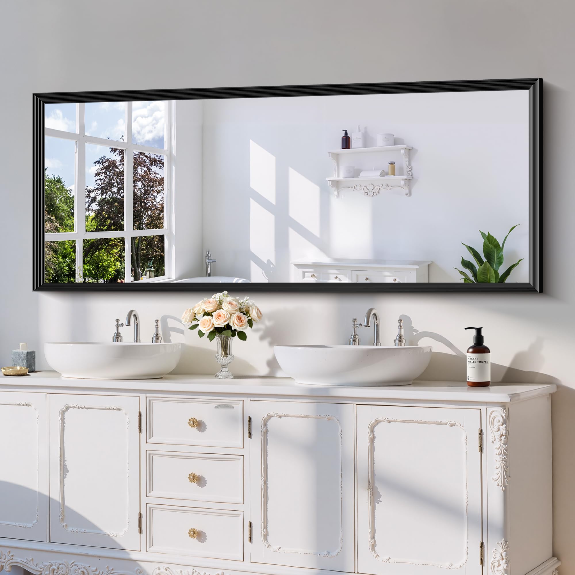 DESBING 60x24 Ribbed Textured Mirror