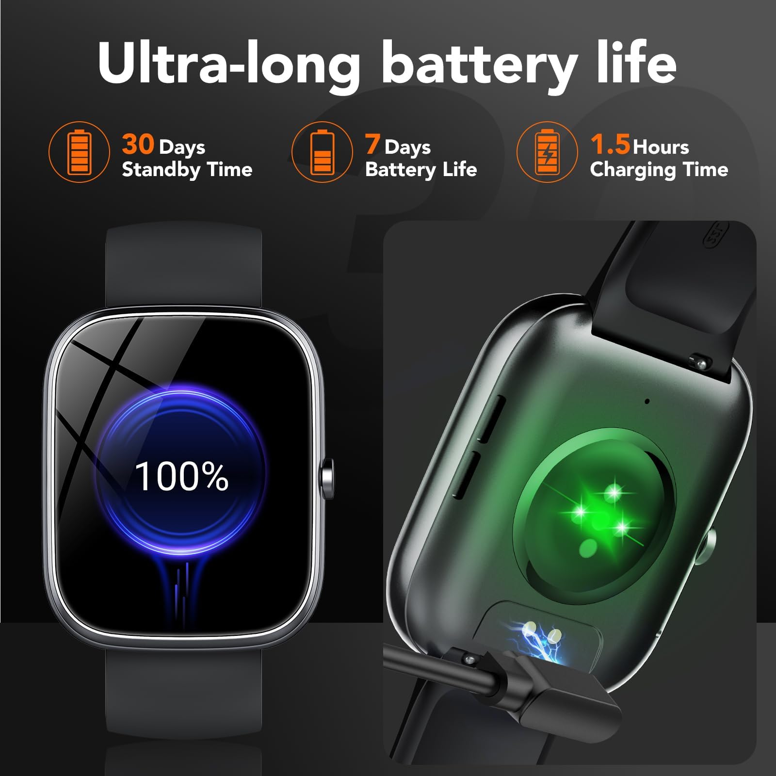 Smartwatch Herren Damen, 1,91" HD Touch Smart Watch mit Telefonfunktion, 115+Sportmodi Sportuhr, IP68 Fitness Tracker mit Herzfrequenz SpO2 Schlafmonitor Schrittzähler für Android iOS