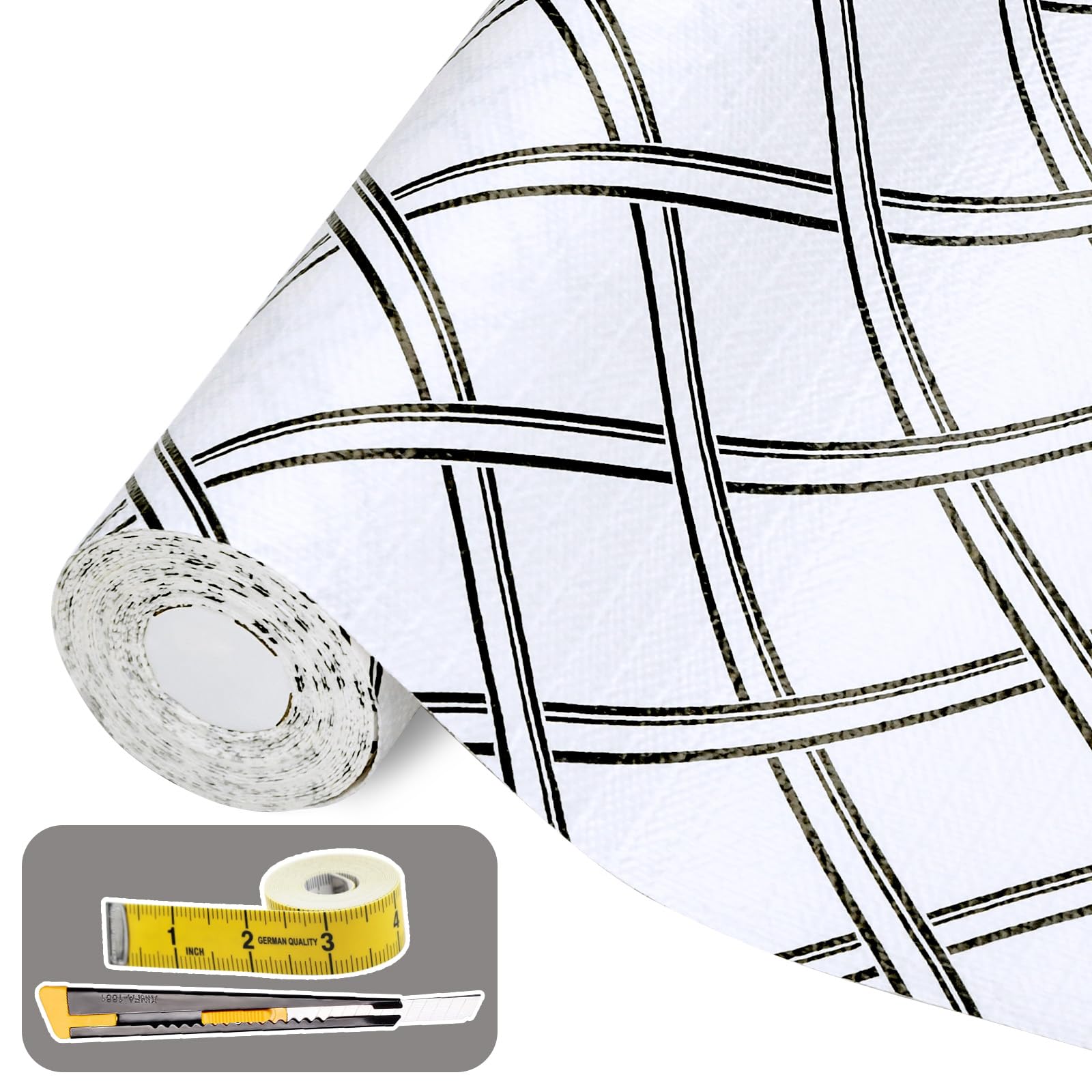Wkładka do szuflady i półki do szafki kuchennej: 43 cm x 90 m antypoślizgowy wodoodporny papier półkowy nieprzylepne wkładki do lodówki czarno-białe kwadraty łatwe wkładki do łazienki