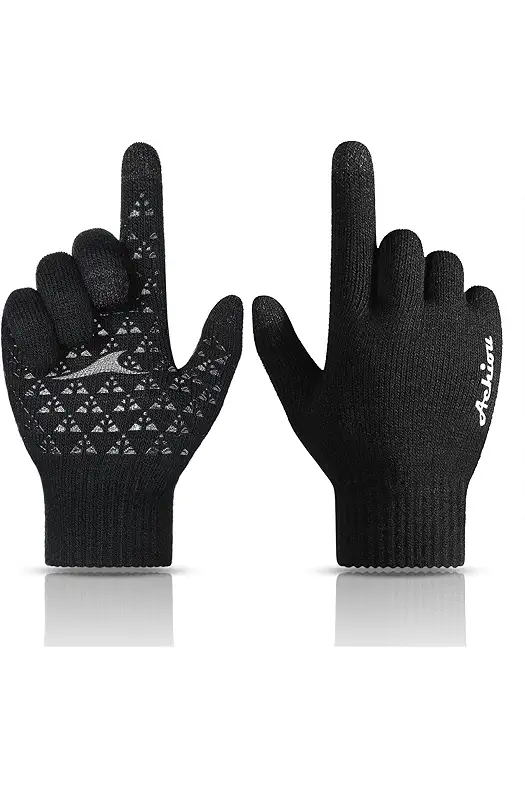 Achiou Winter Gloves: Touch Screen Texting, Thermal Knit Lining, Elastic Cuff for Men & Women