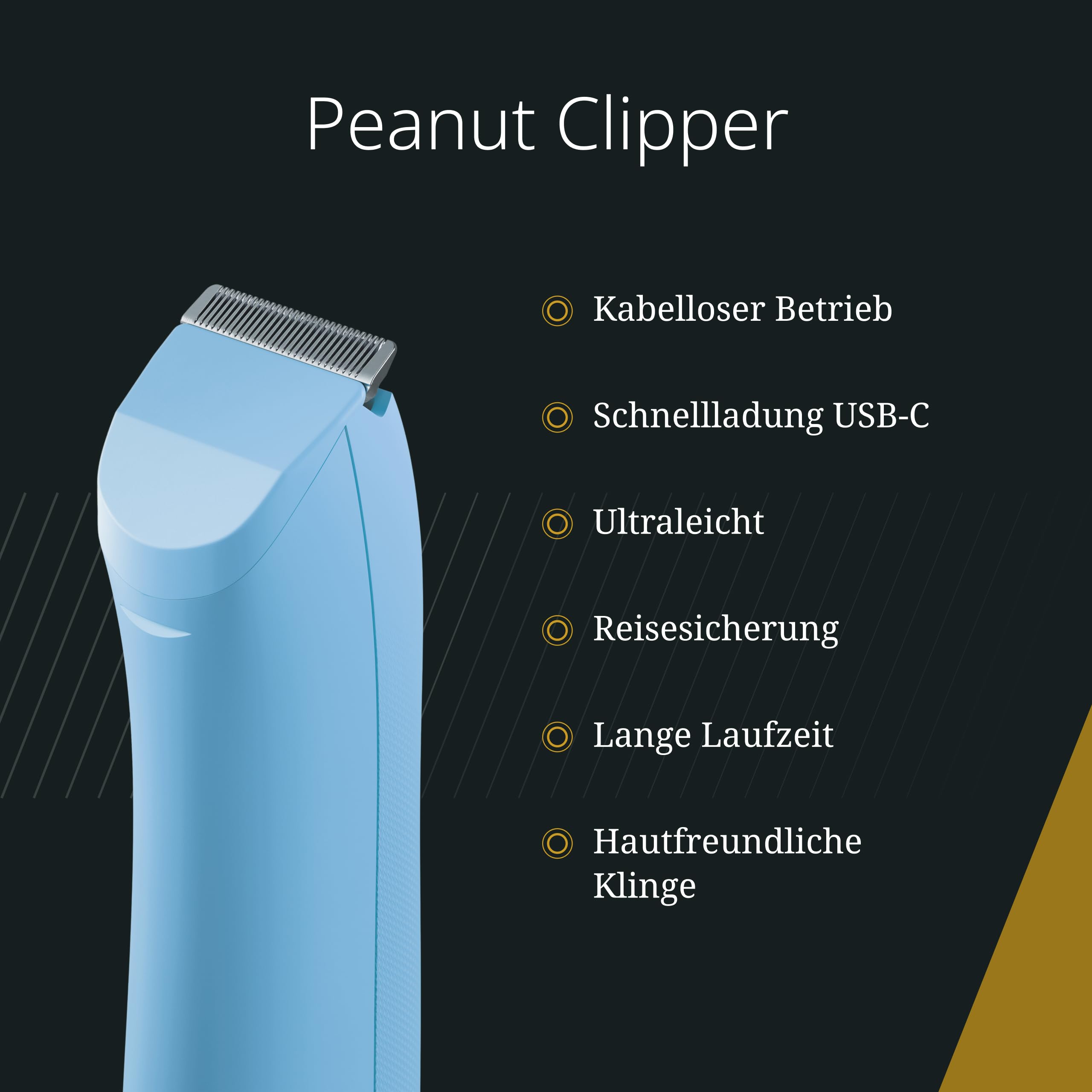 Wahl Cordless Peanut Li, Trimmer- und Clipper-Hybrid, Blau | Kabelloser Trimmer- und Clipper-Hybrid, 7000 U/min Motor, USB-C-Schnellladung, 110 Minuten Laufzeit, abnehmbare Klinge