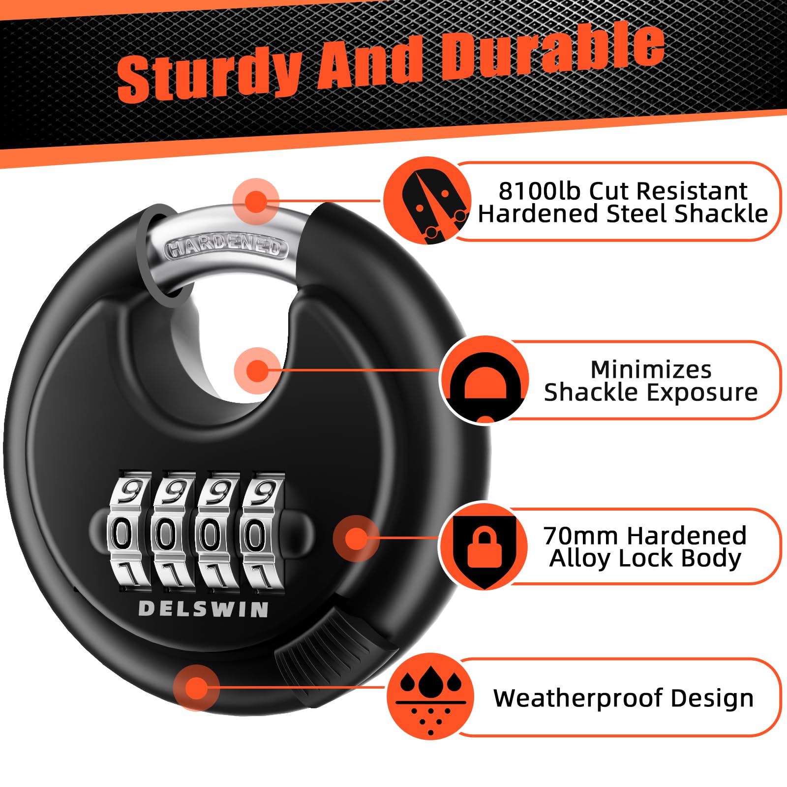 Snapklik.com : DELSWIN 4-Digit Disc Combination Lock Outdoor - Heavy ...