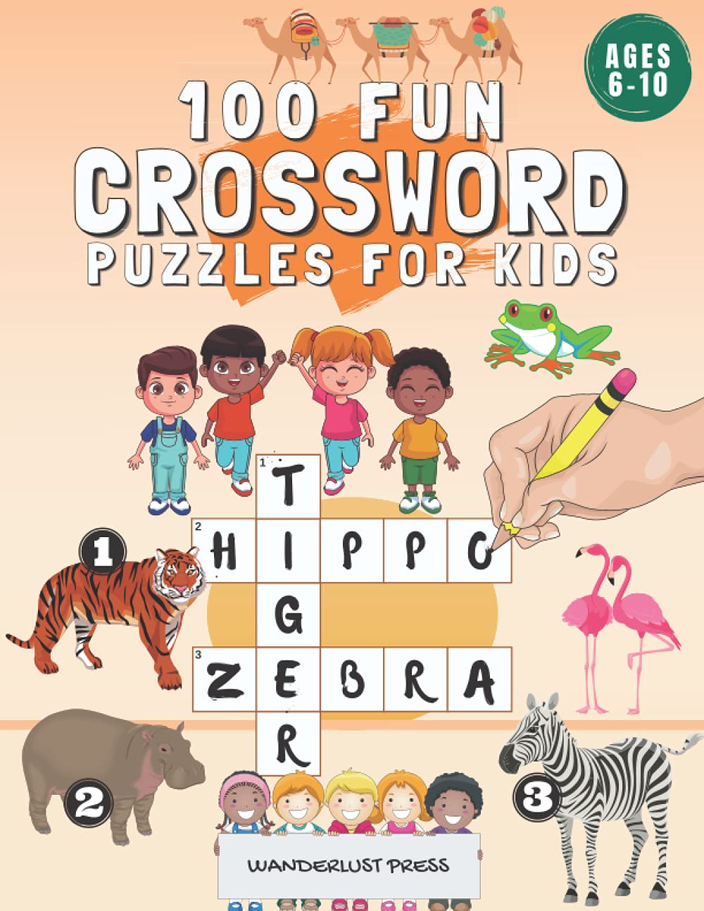 100 Fun Crossword Puzzles For Kids Aged 6-10: Word Game Activity Book And Summer Workbook For 2nd Grade And 3rd Grade Children