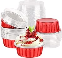 Vista 9 de EUSOAR Tazas de aluminio para muffins con tapa, paquete de 30 moldes de 8 onzas con tapas, moldes de papel de aluminio desechables, forros