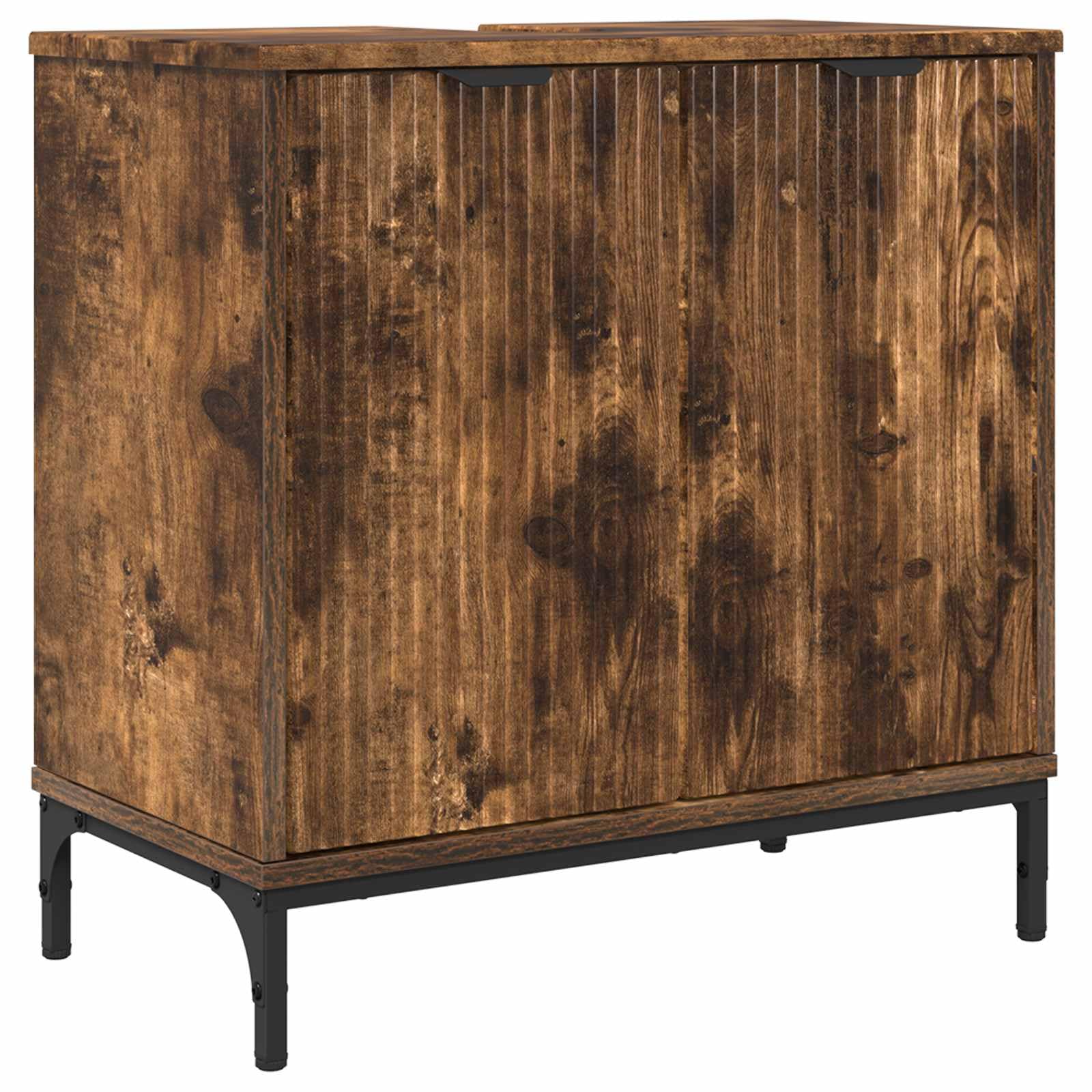 Mobile Lavabo Rovere Fumé 60,5 x 33,5 x 61 cm 2 Porte | Legno multistrato, gambe metallo, facile montaggio, carico max 60 kg, per bagno moderno